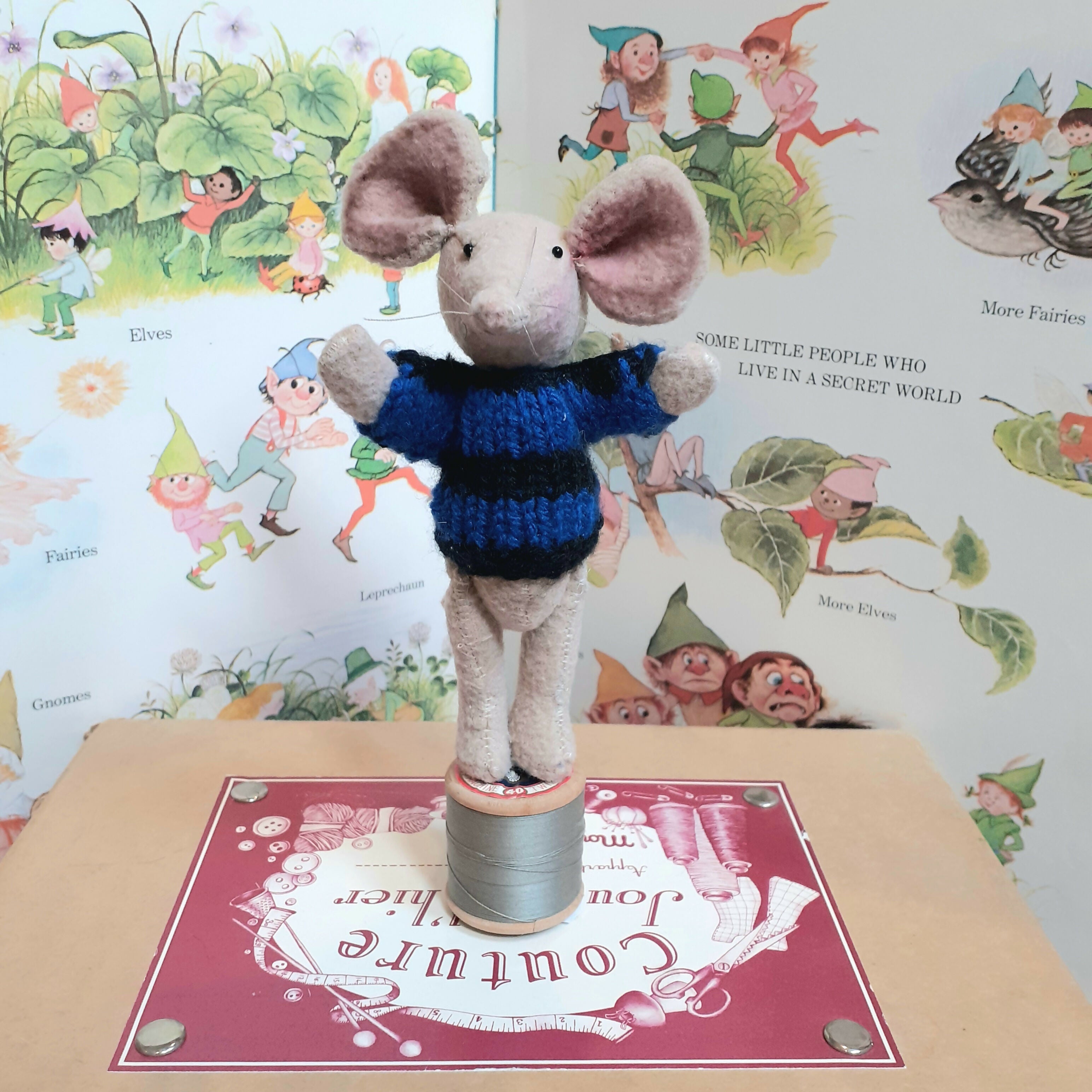 Mouse On Vintage Cotton Reel Ornament