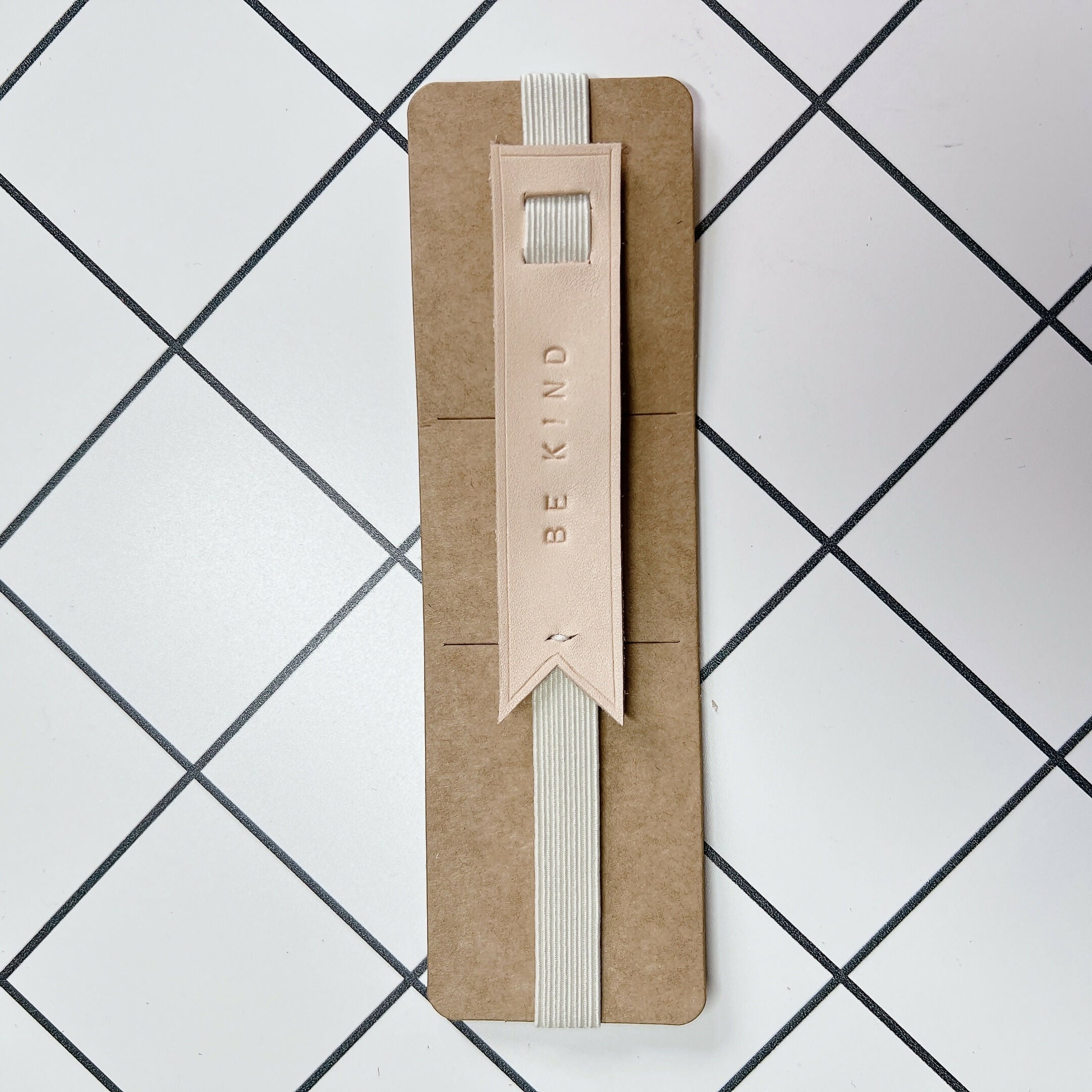 Rubber Strap Leather Elastic Bookmark - BE KIND