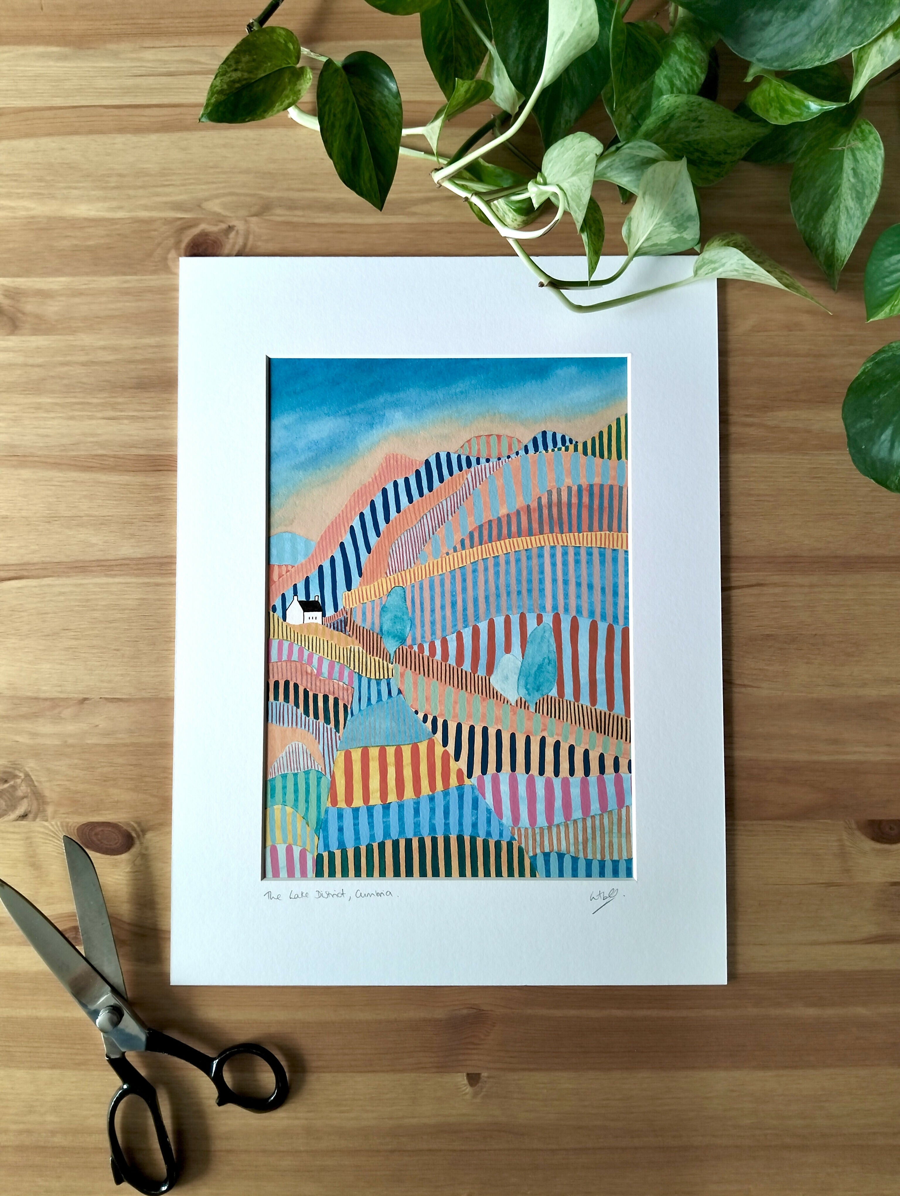 Signed Giclée Print | Lake District House, Abstract Watercolour Landscape