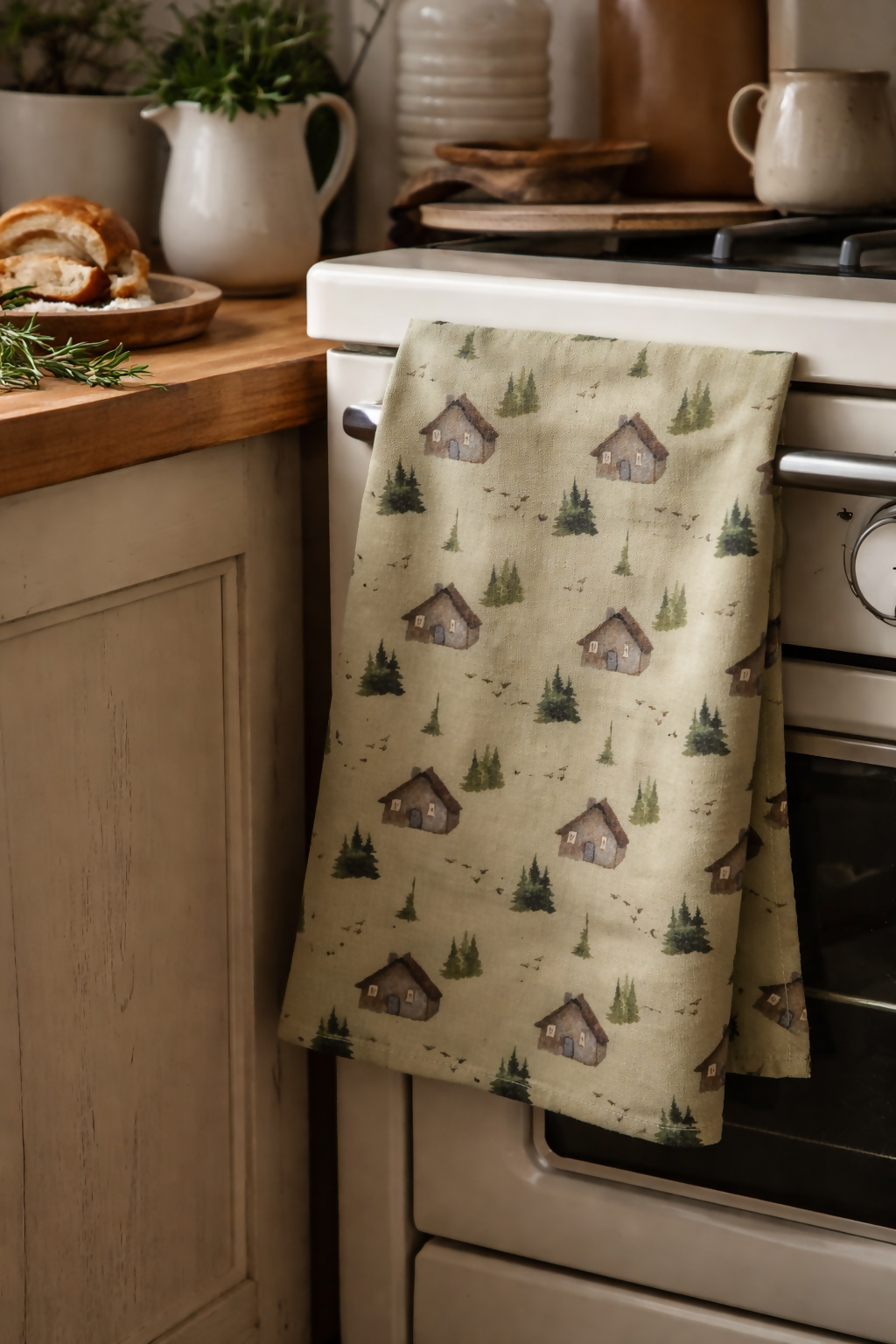 Art-led Cotton Tea Towel | flamingo, cottage, heart tree, mushrooms designs