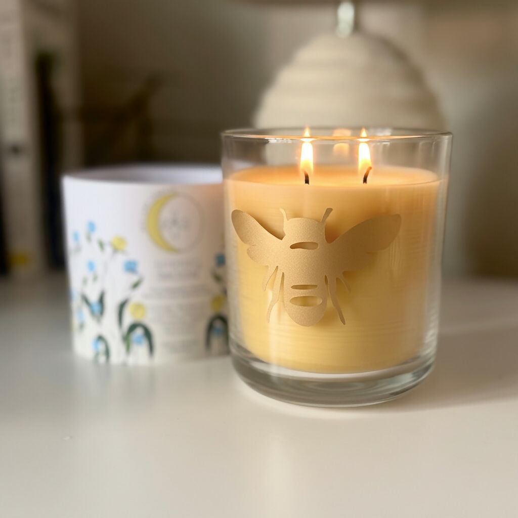 Spring Moon - 100% Natural Essential Oil & Beeswax Candle In Glass Jar