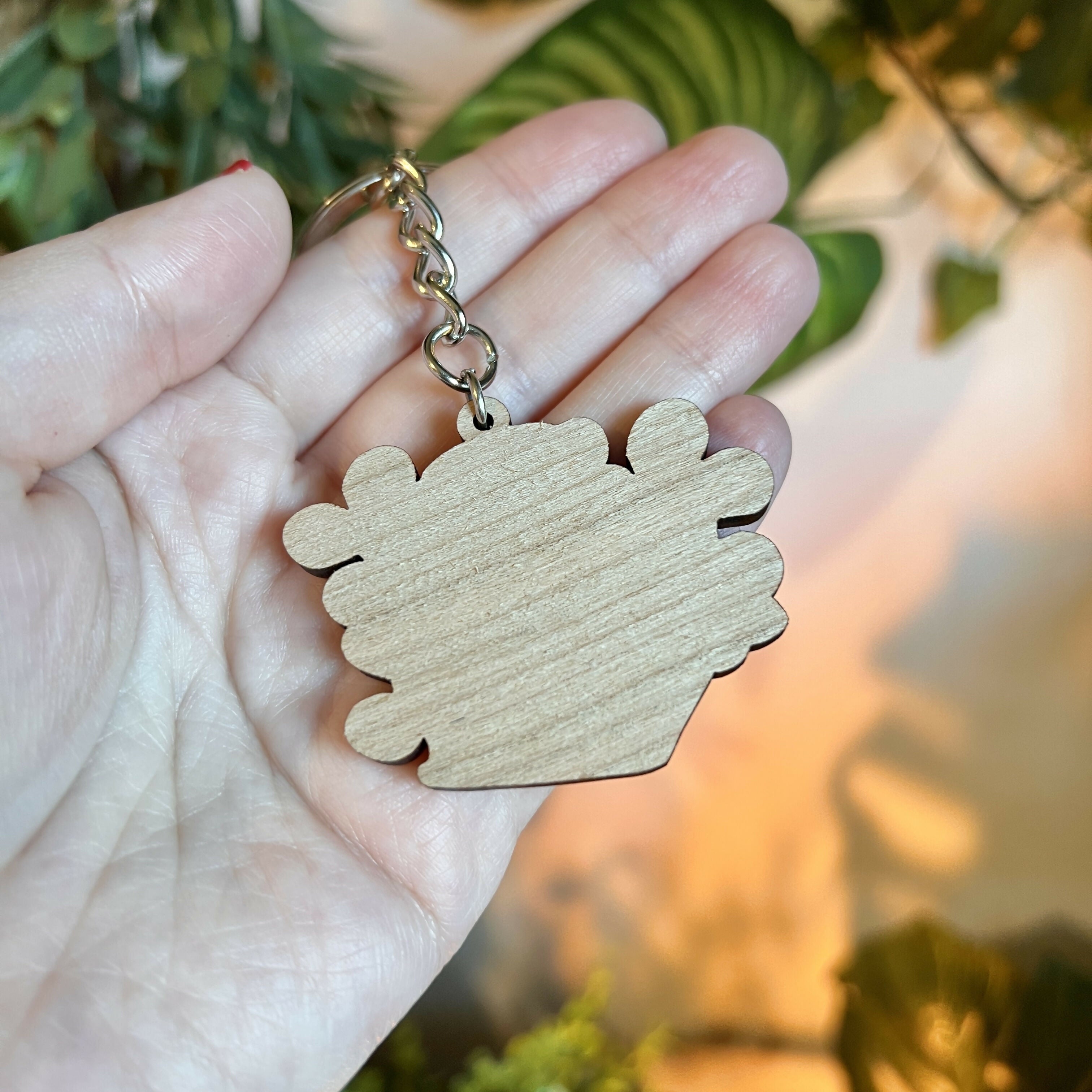 Book Stack Wooden Keyring