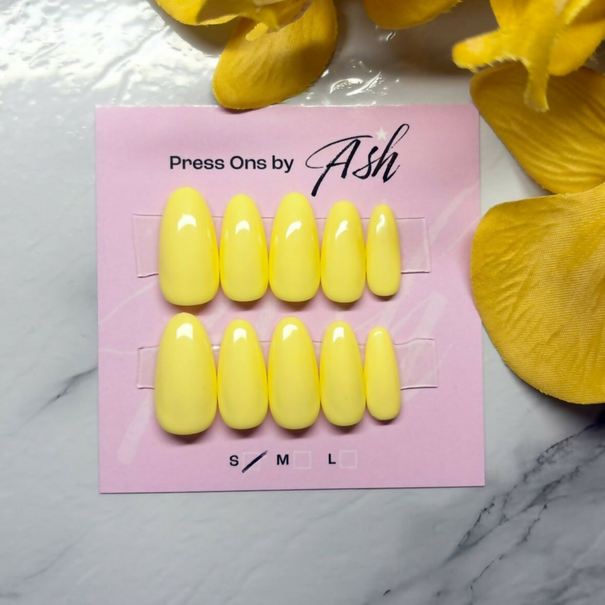 Reusable Yellow Handmade Press On Nails