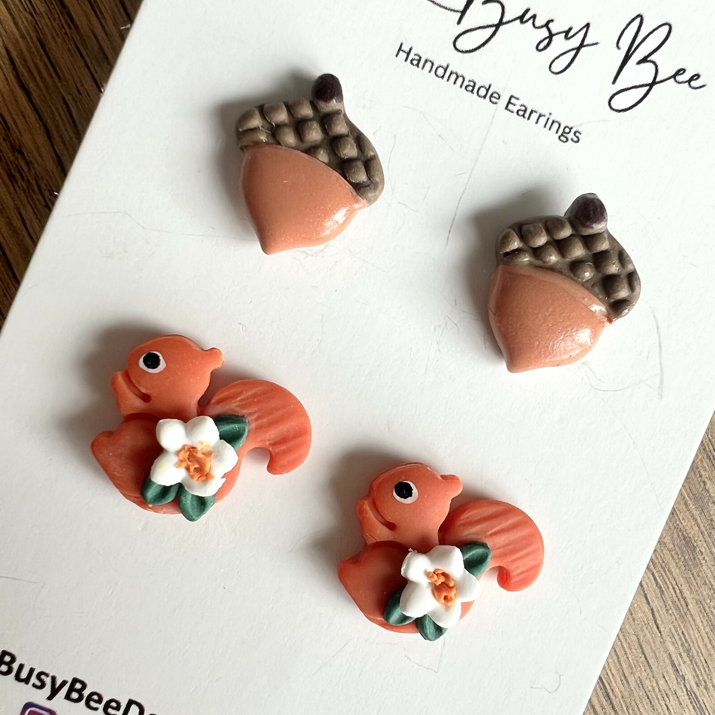 Autumn & Halloween Stud Earrings / Set of 2 pairs of Studs / Handmade Polymer Clay Jewellery