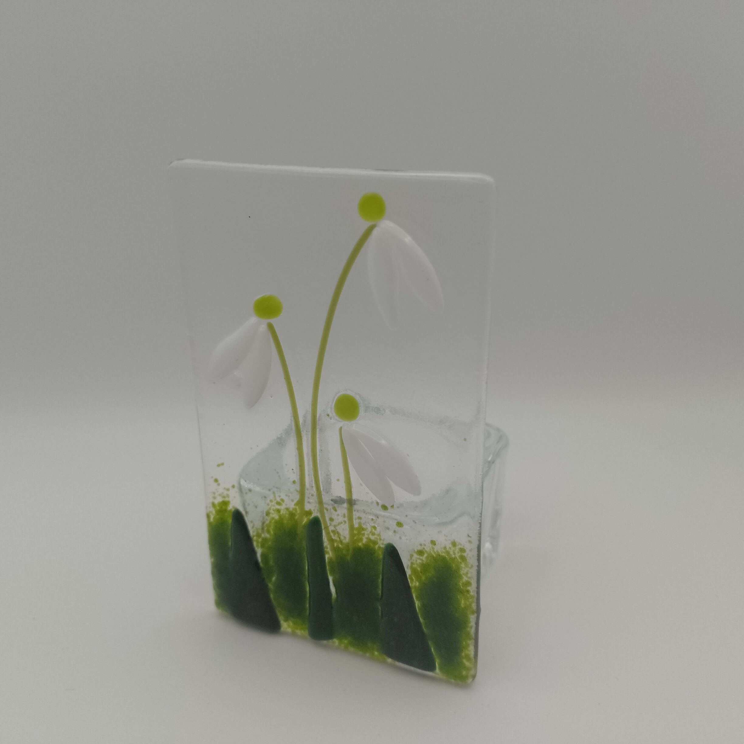 Fused Glass Snowdrop Tealight Holder