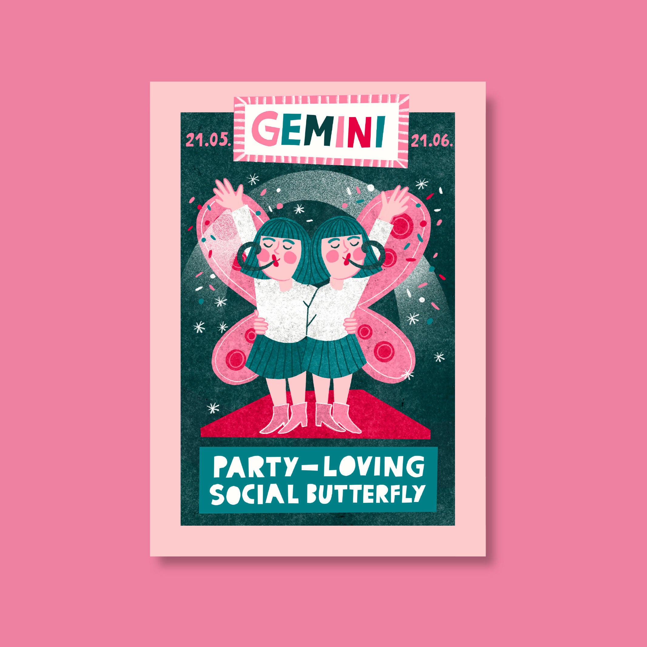 Fun Motivational Illustrated Zodiac Print - Gemini