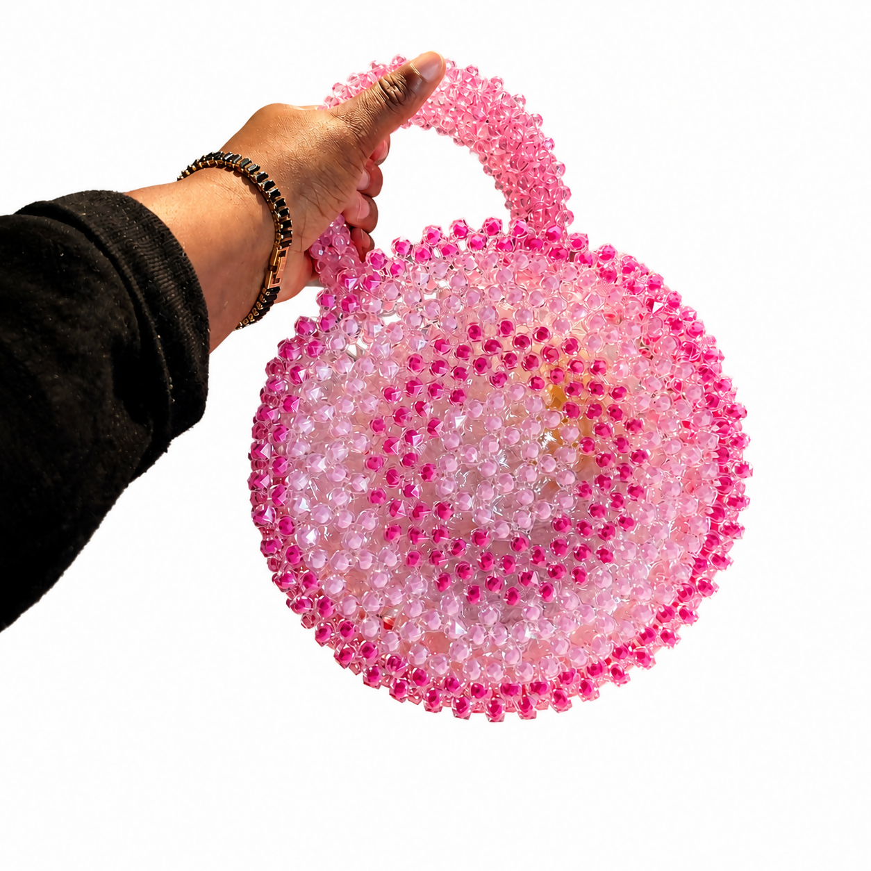 Rose Halo Round Beaded Handbag