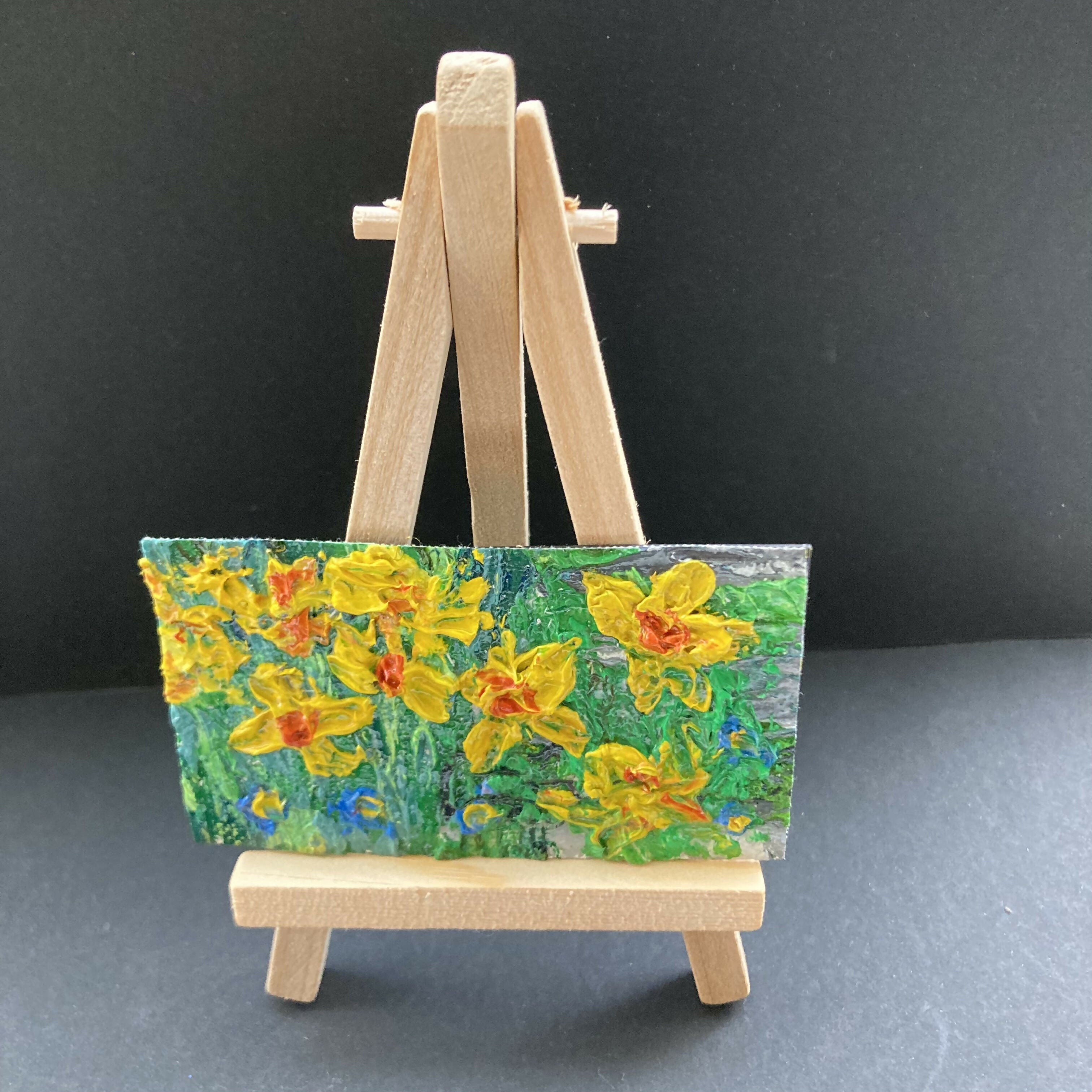 Daffodils Mini Oil Painting Canvas Fridge Magnet