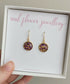 Purple Real Flower Circle Earrings Gold Plated