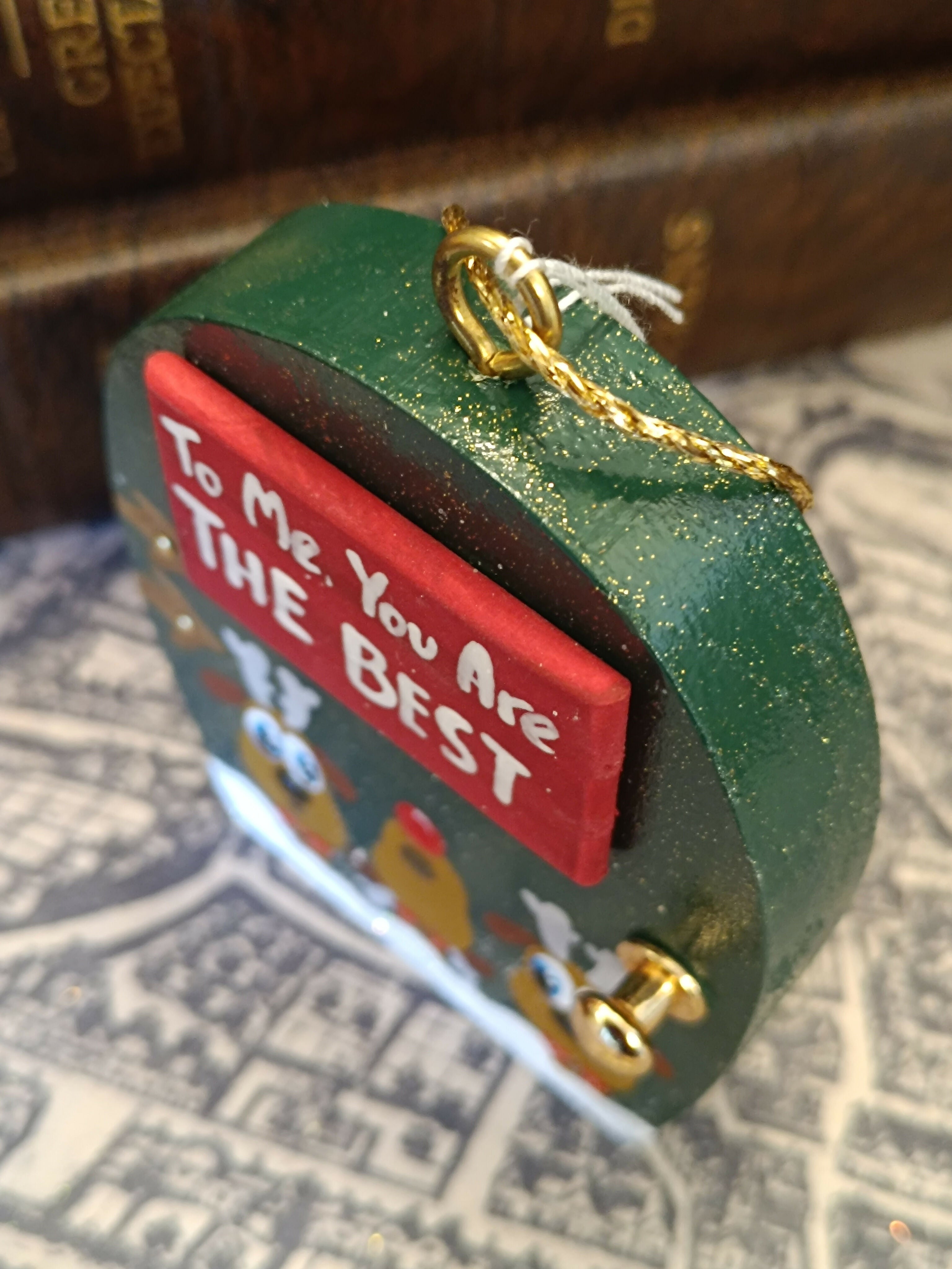 Handmade Wooden Reindeer Door Ornament – "To Me, You Are The Best" Cute Christmas Tree Decoration & Holiday Gift