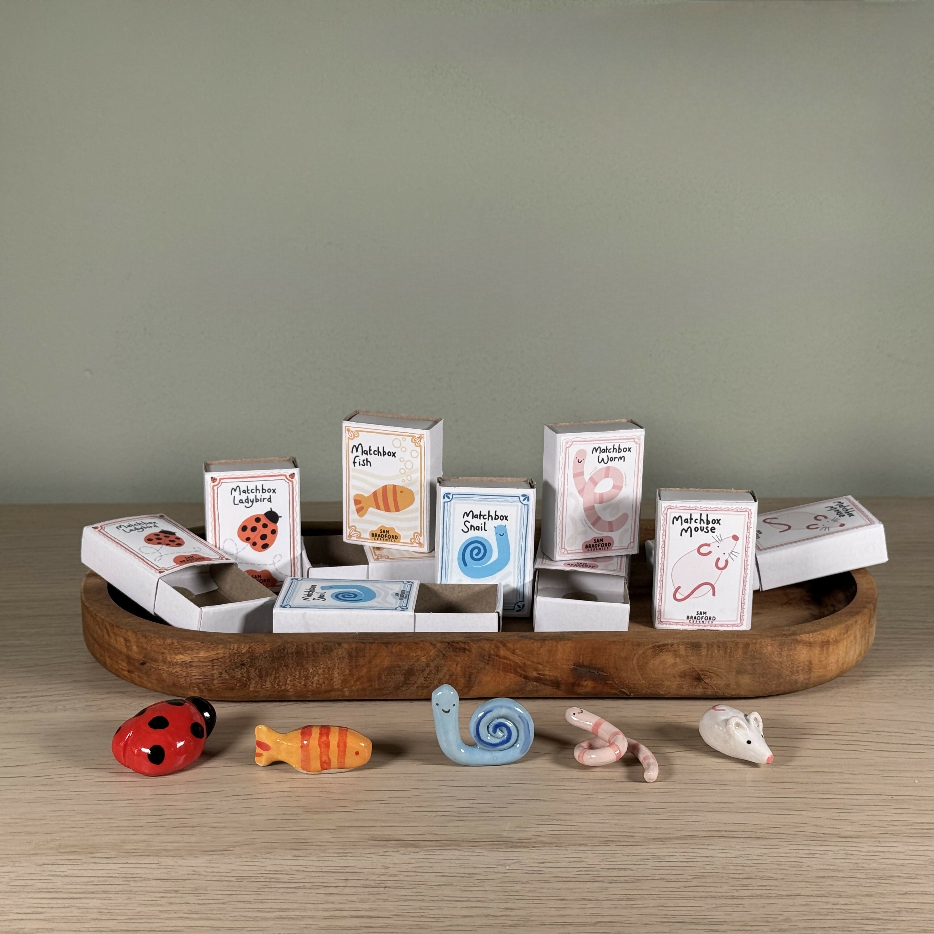 Matchbox Animals, Handmade Ceramic Tiny Animals