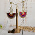 Rainbow Macrame Earrings; Statement Colourful Gold Wire Spiral Exotic Thai Boho Earrings