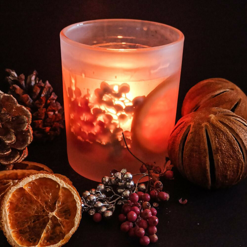 Frosted Sparkling Cranberry Christmas Candle