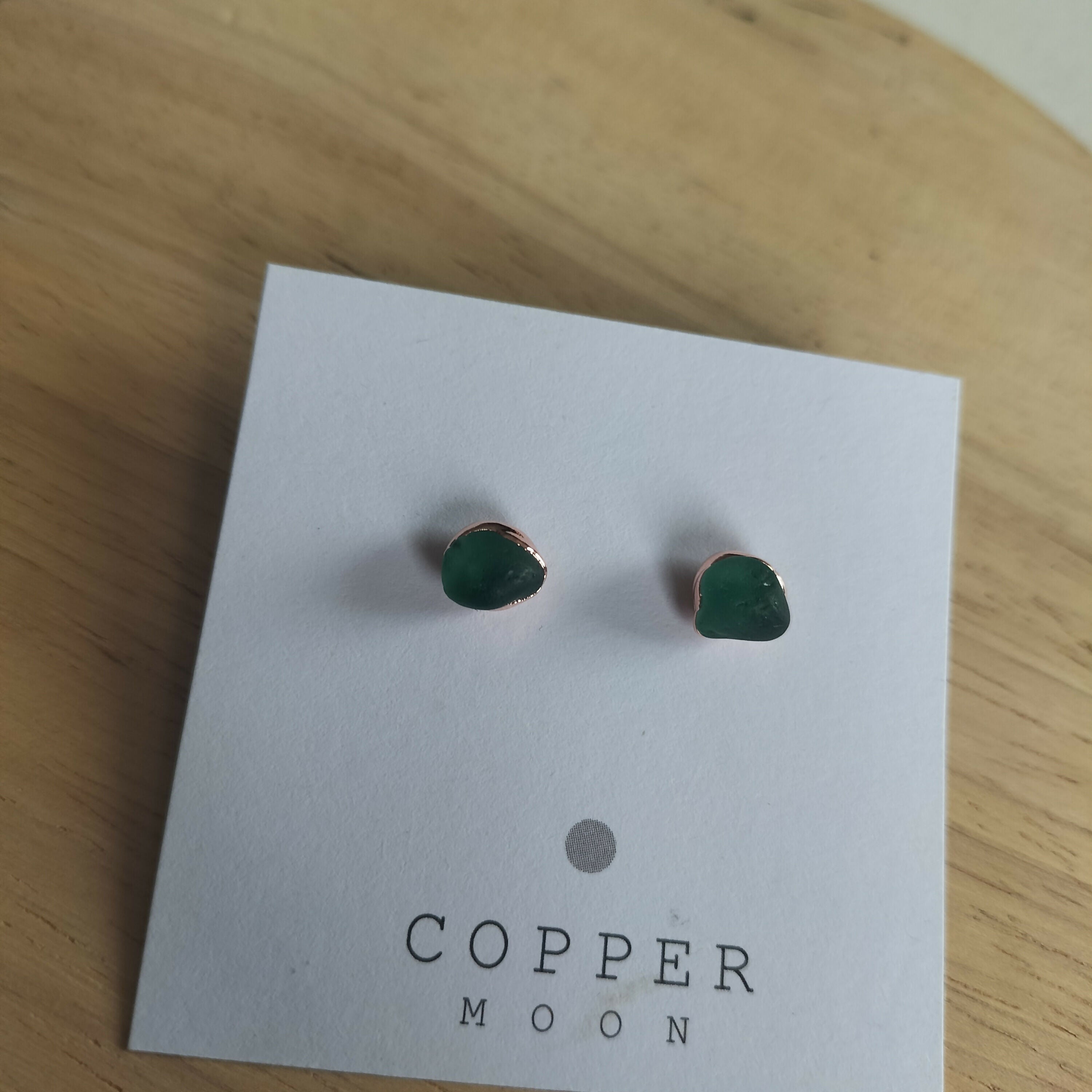 Seaglass Stud Earrings Green