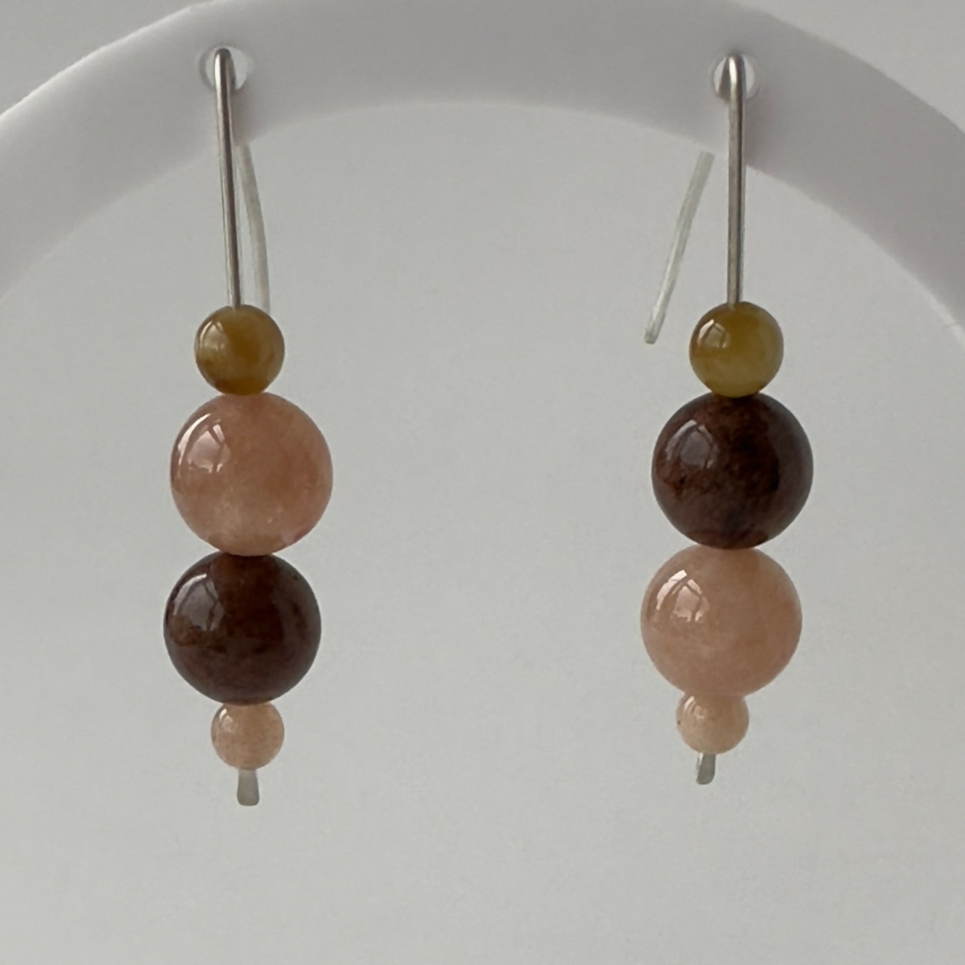 HEALING CRYSTAL & STERLING SILVER SACRAL CHAKRA EARRINGS WITH SLIDING BEADS