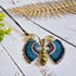 Blue Butterfly Necklace; Handcrafted Macramé & Gold Wire Art Statement Pendant