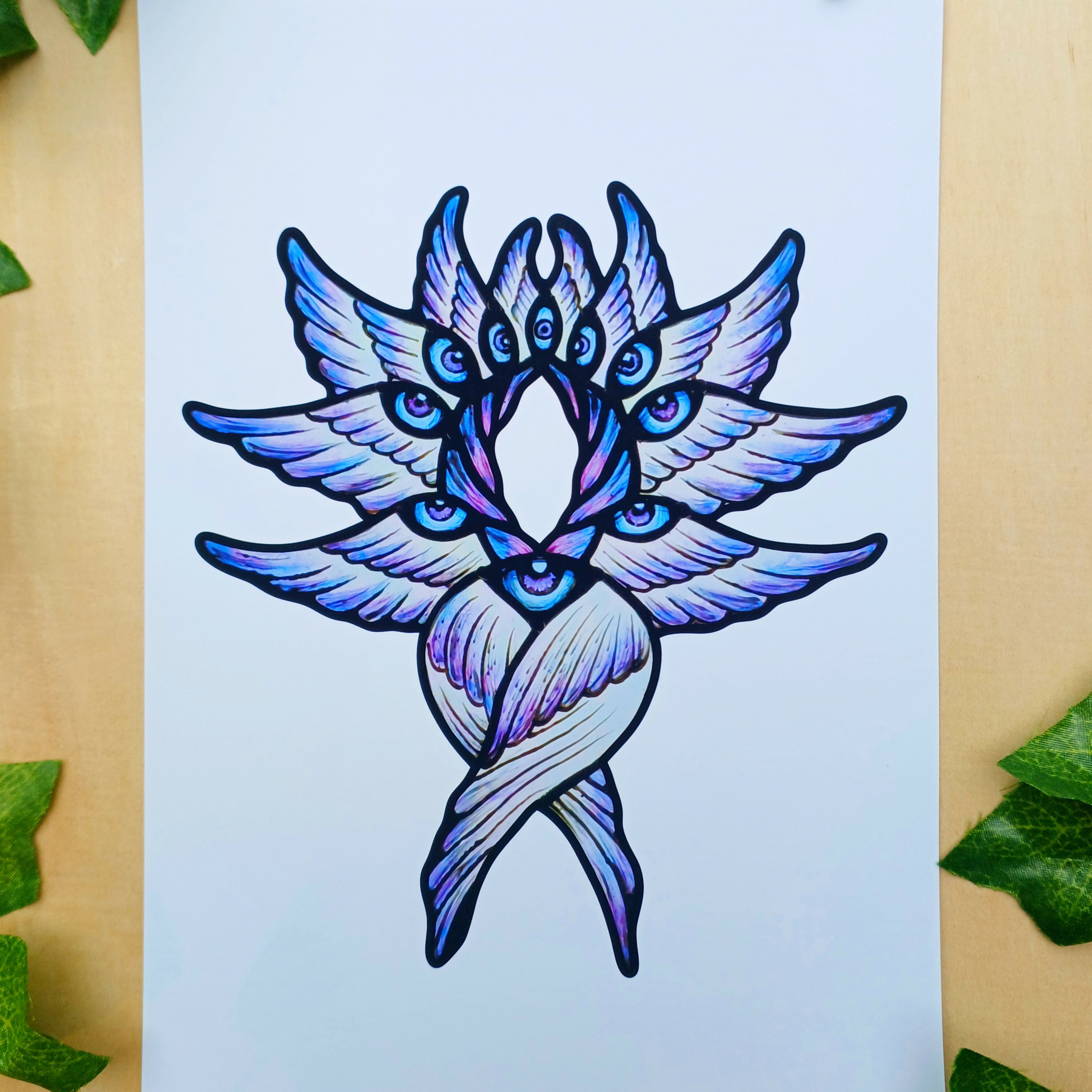 Stained Glass Biblically Accurate Angel Print
