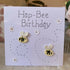 Happy Birthday Card (Hap-Bee Birthday) with Crocheted Bees.