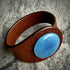 Handcrafted Natural Leather & Blue Paraiba Chalcedony Gemstone Bracelet - Size S or M