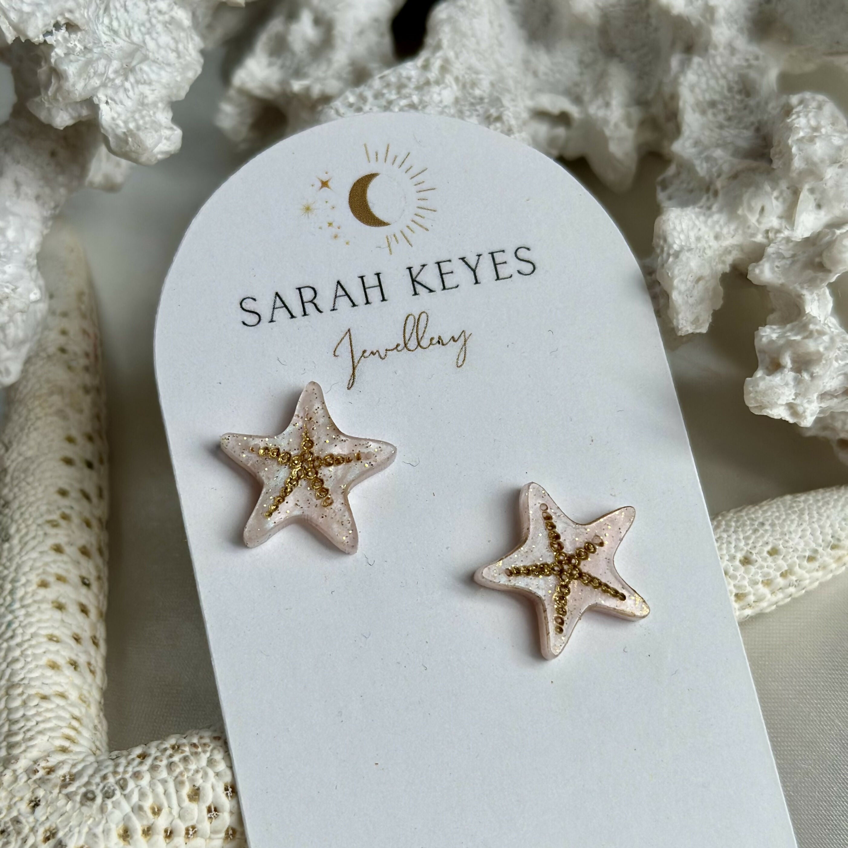Gold Engraved Starfish Studs