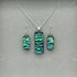 Emerald Green Raindrop Dichroic Glass Necklace and Earrings Set - Sterling Silver, Handmade by Jade Tapson Glass
