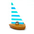 Emerald Green/Peacock Blue Fused Glass Sailing Boat On Solid Oak Base (Small)