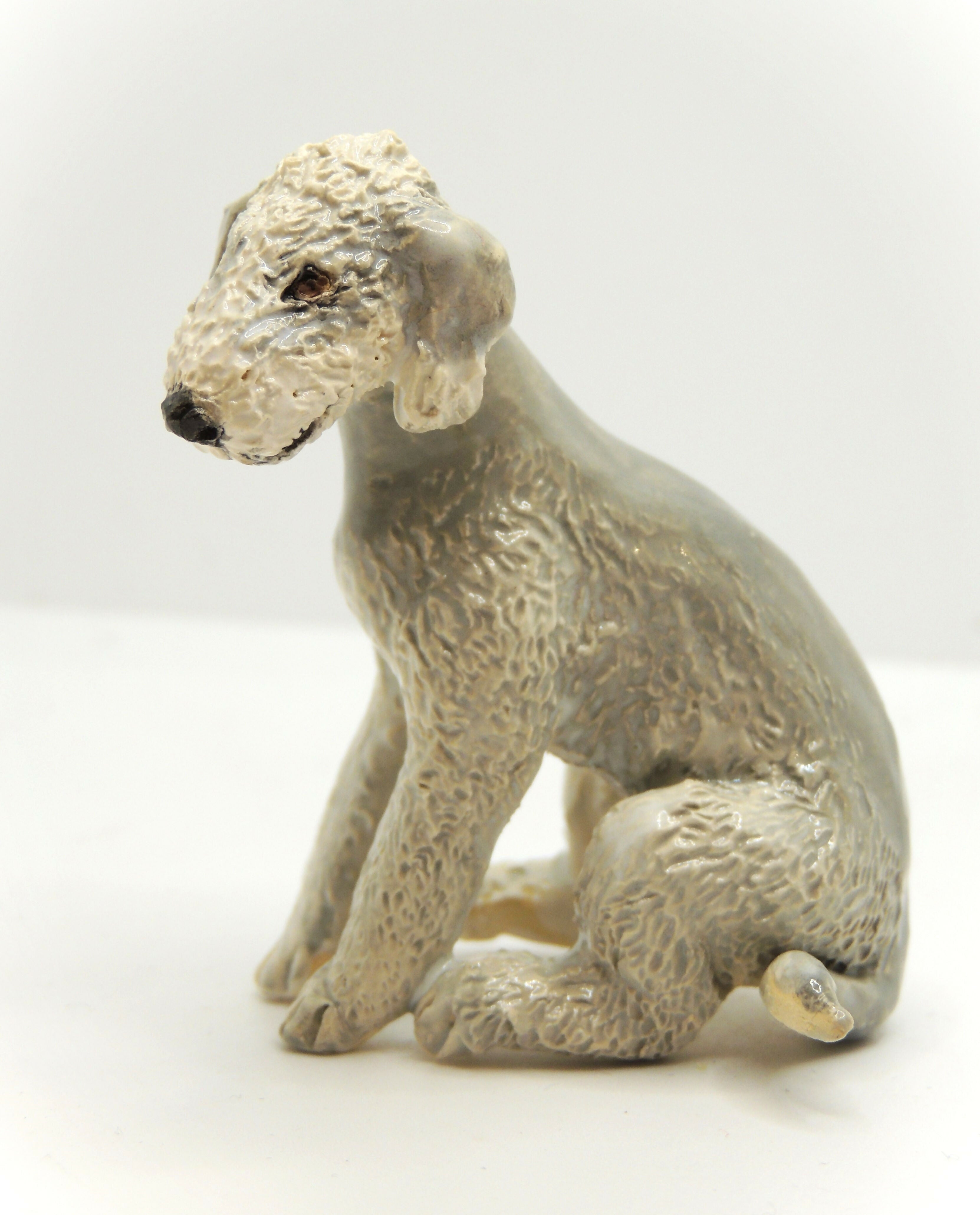 Ceramic Bedlington Terrier dog sculpture