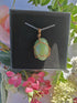 Green Aventurine Wire Wrapped Crystal Necklace on Sterling Silver Chain