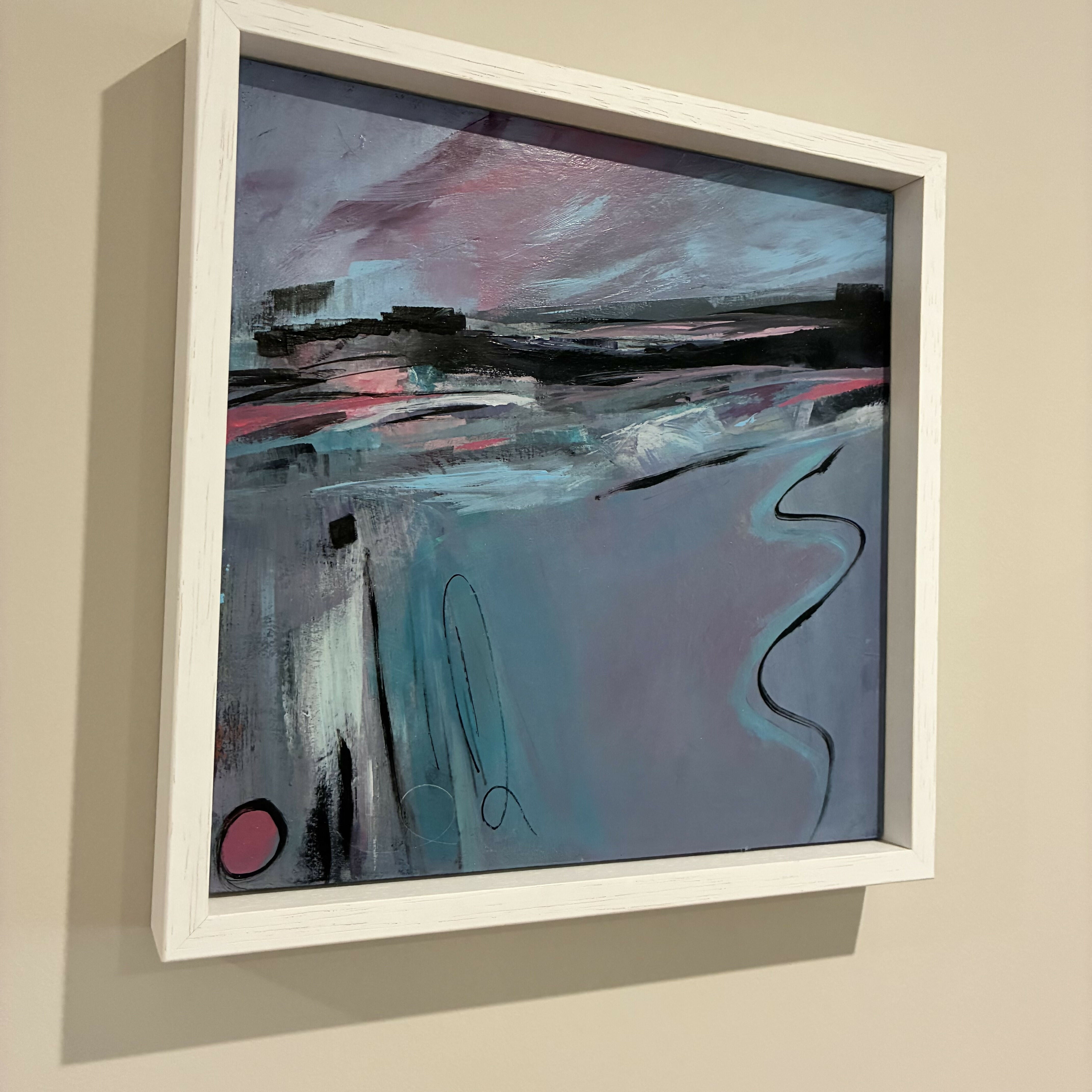Abstract Landscape Acrylic Painting on wood panel in tray frame- 'Horizon'
