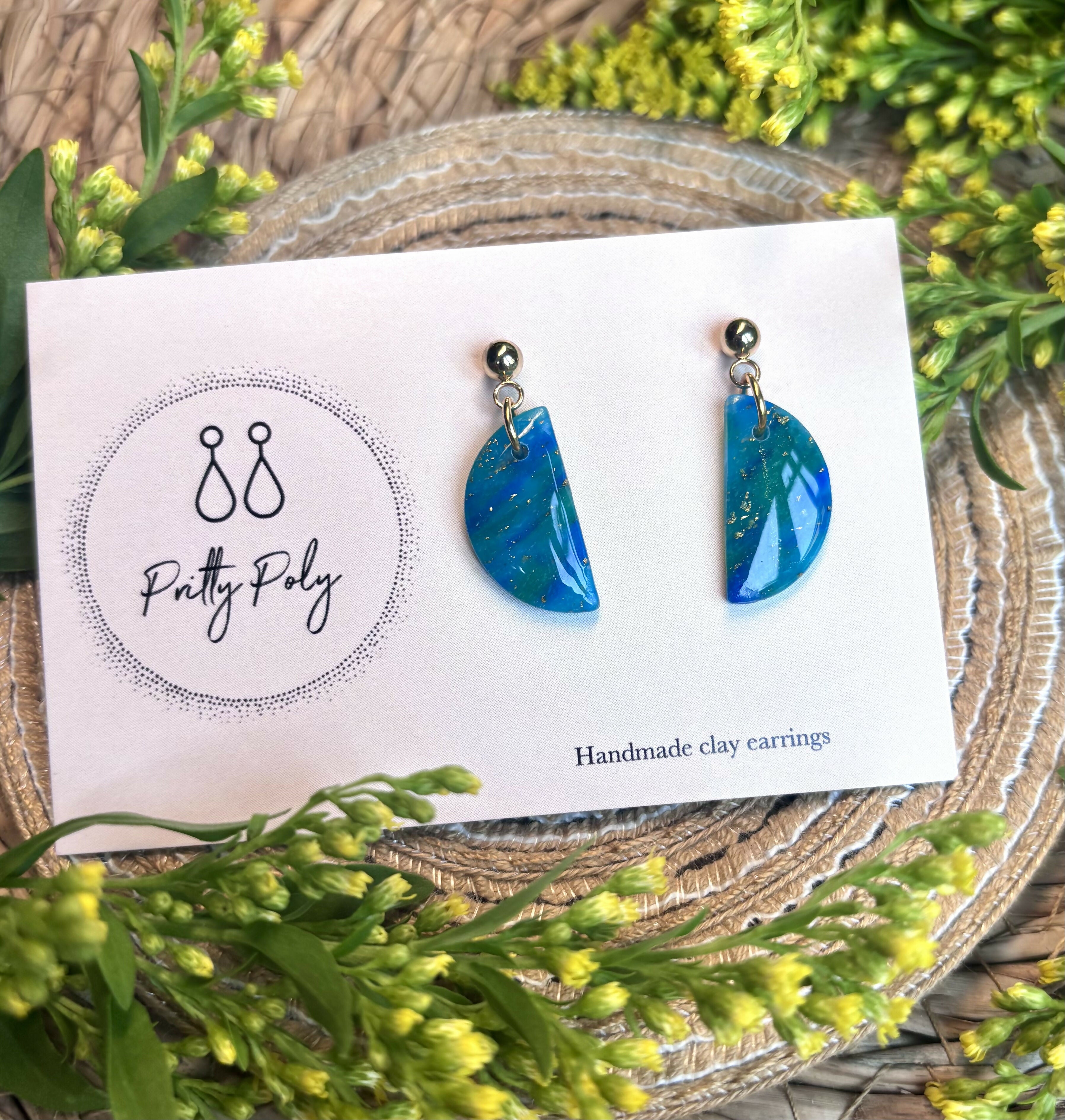Ocean Dream Collection - Small Semi Circle Polymer Clay Earrings