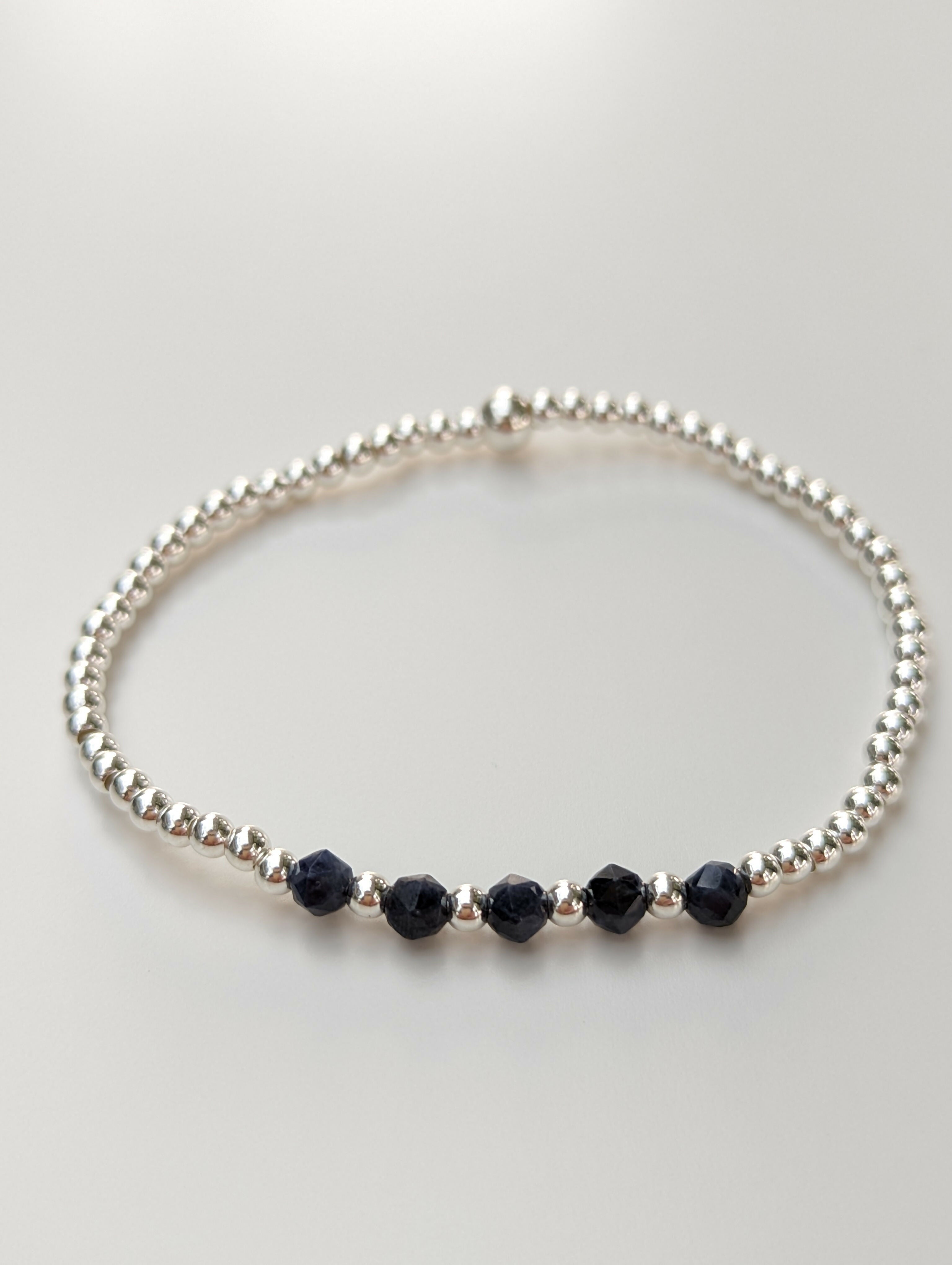 Super Skinny Gemstone Sterling Silver Bracelet - Handmade