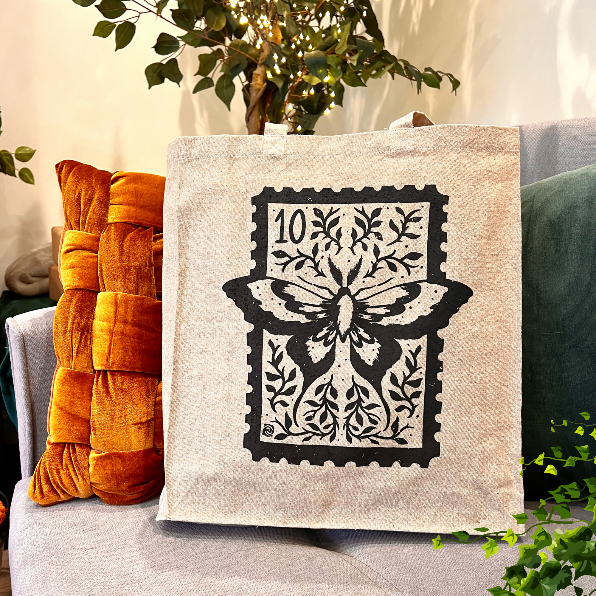 Magical Moth Stamp Tote Bag