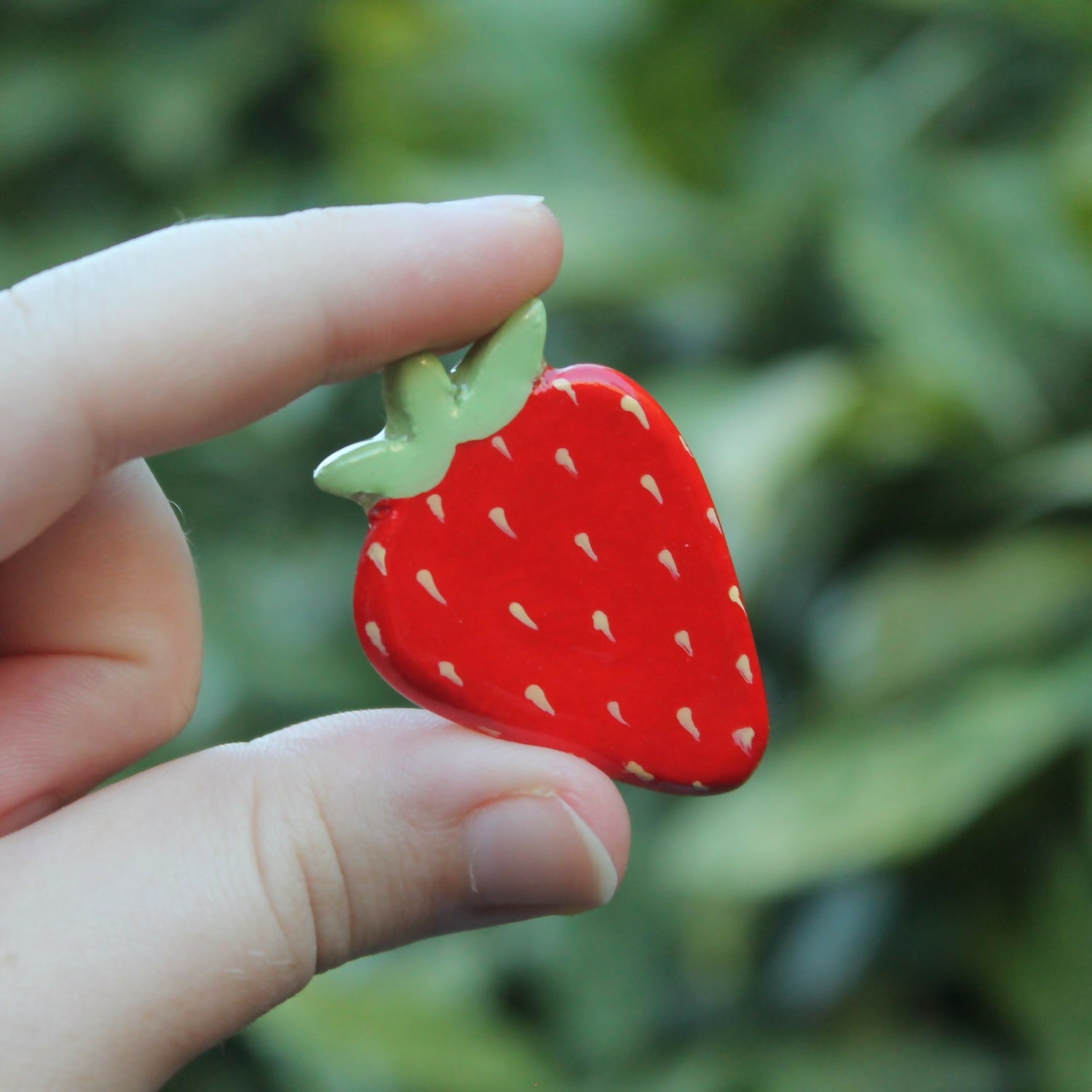Handmade Air Dry Clay Red Strawberry Magnet