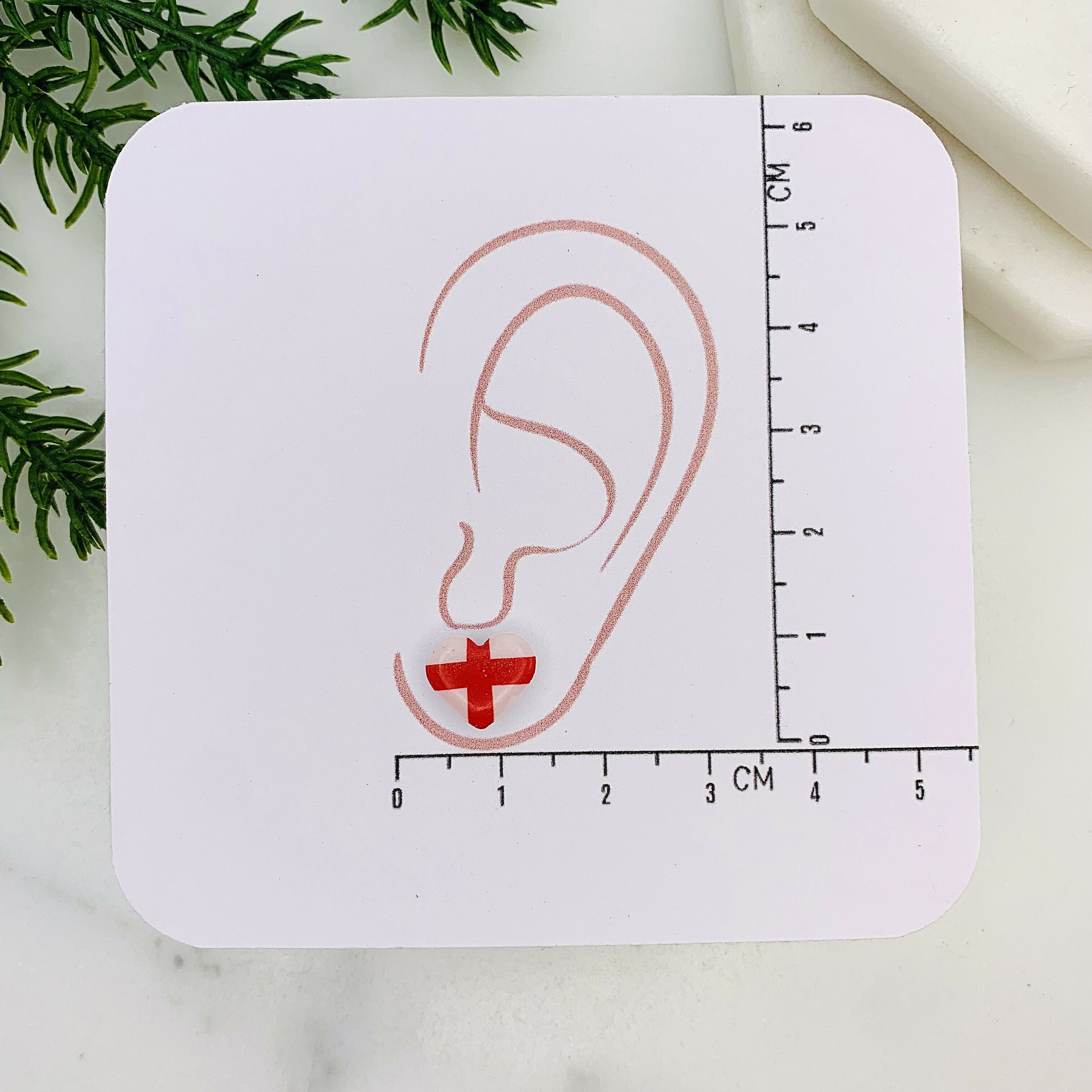St George Flag Heart Stud Earrings