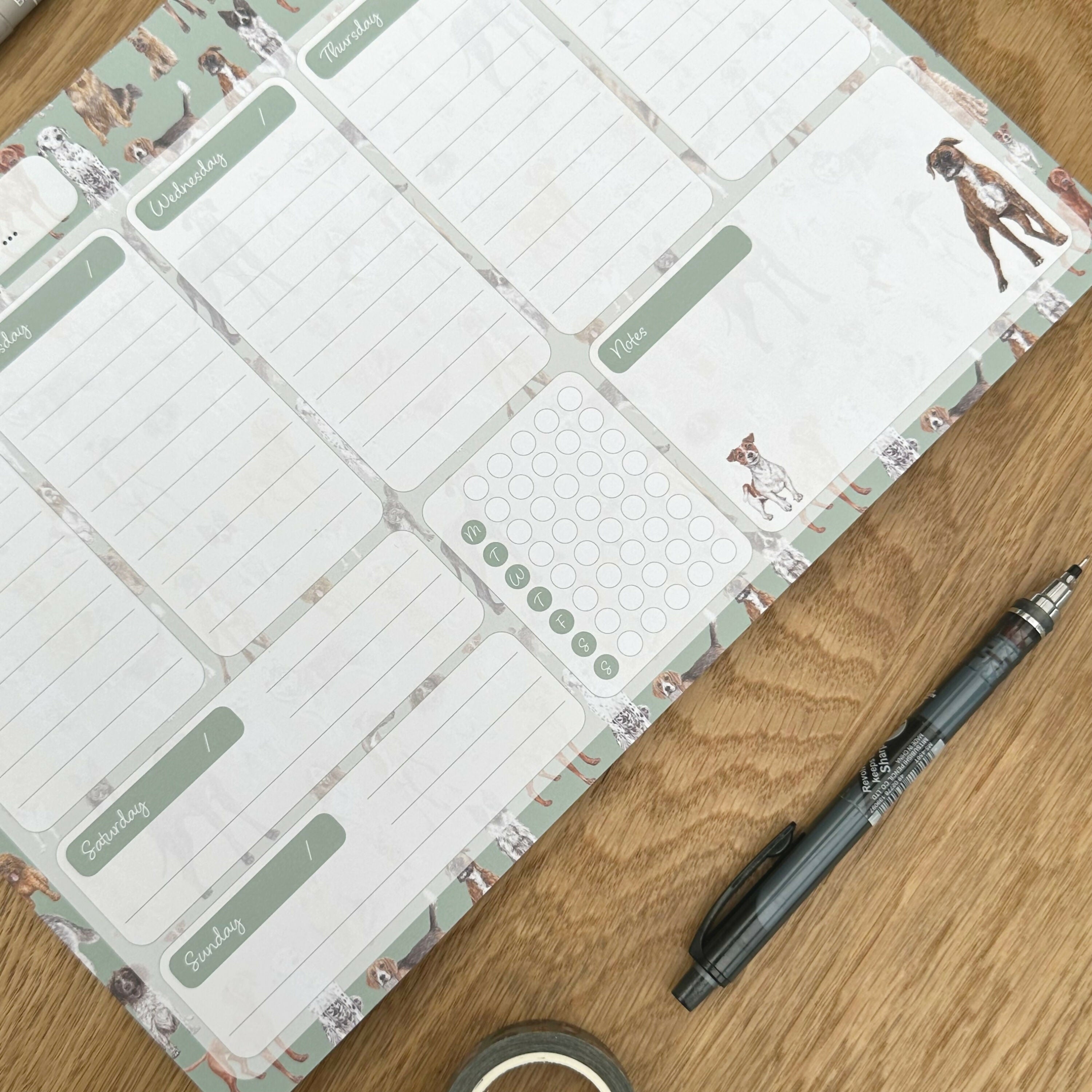 A4 50 Page Dog Weekly Planner Pad