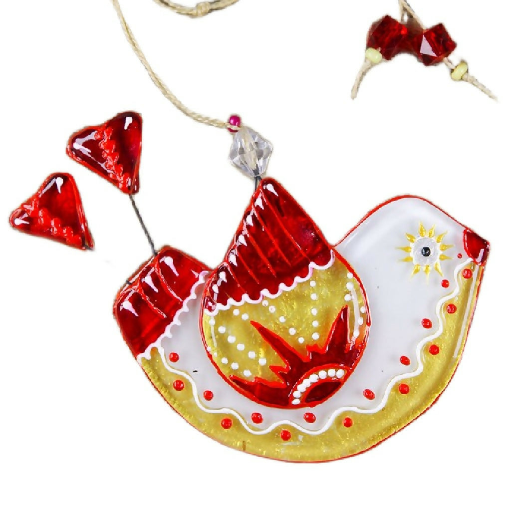 Handmade Glass Bird White, 12 cm