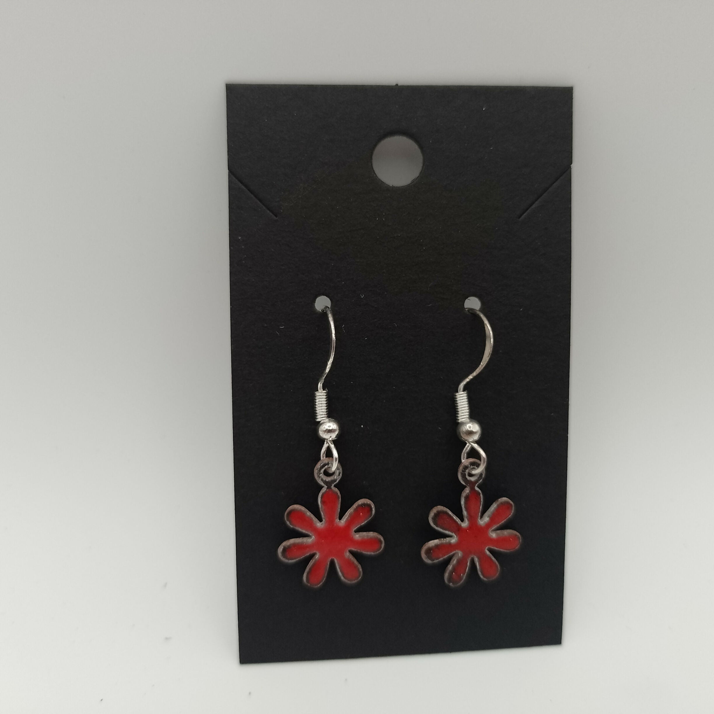 Red Enamel Flower Earrings