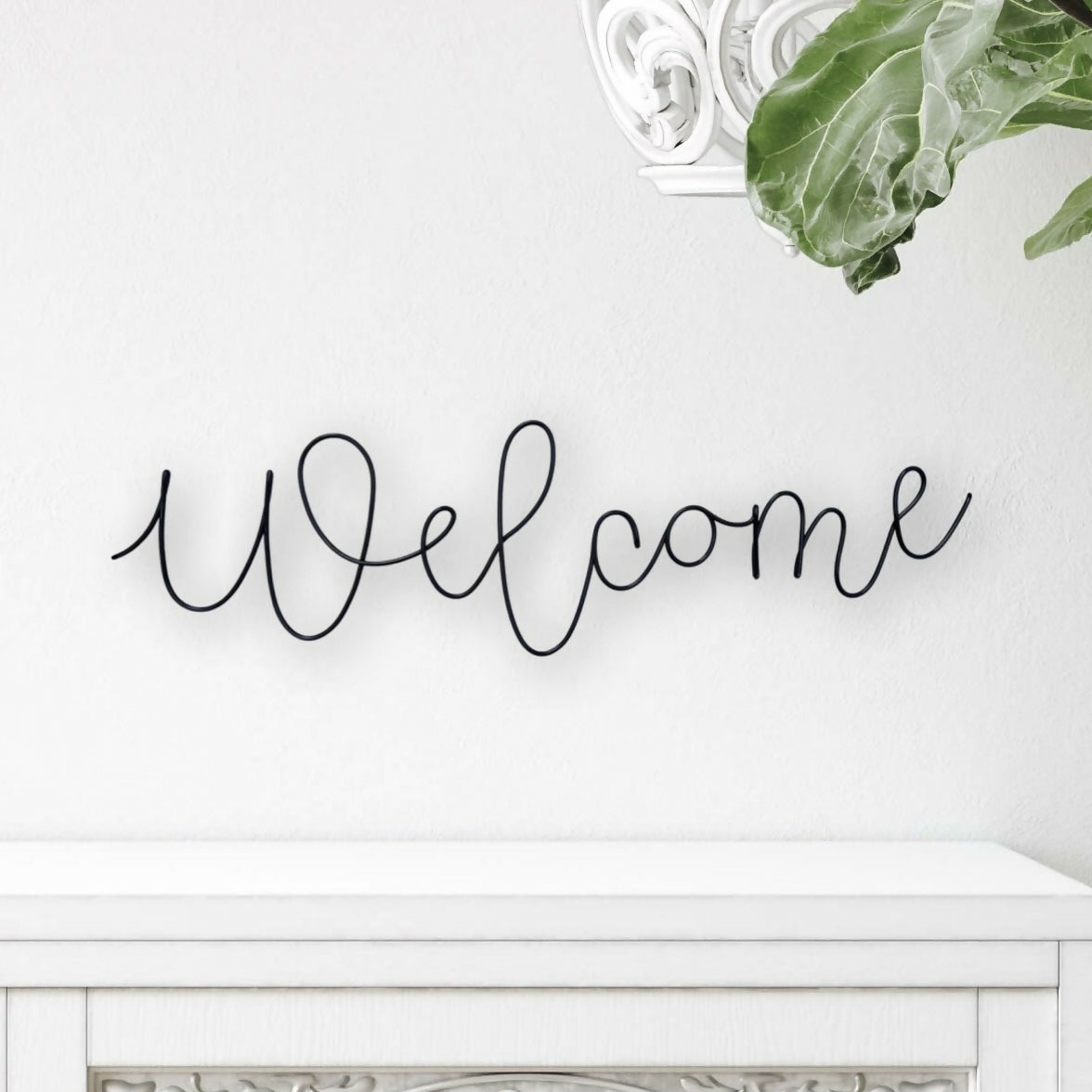 Welcome: Wire Wall Sign