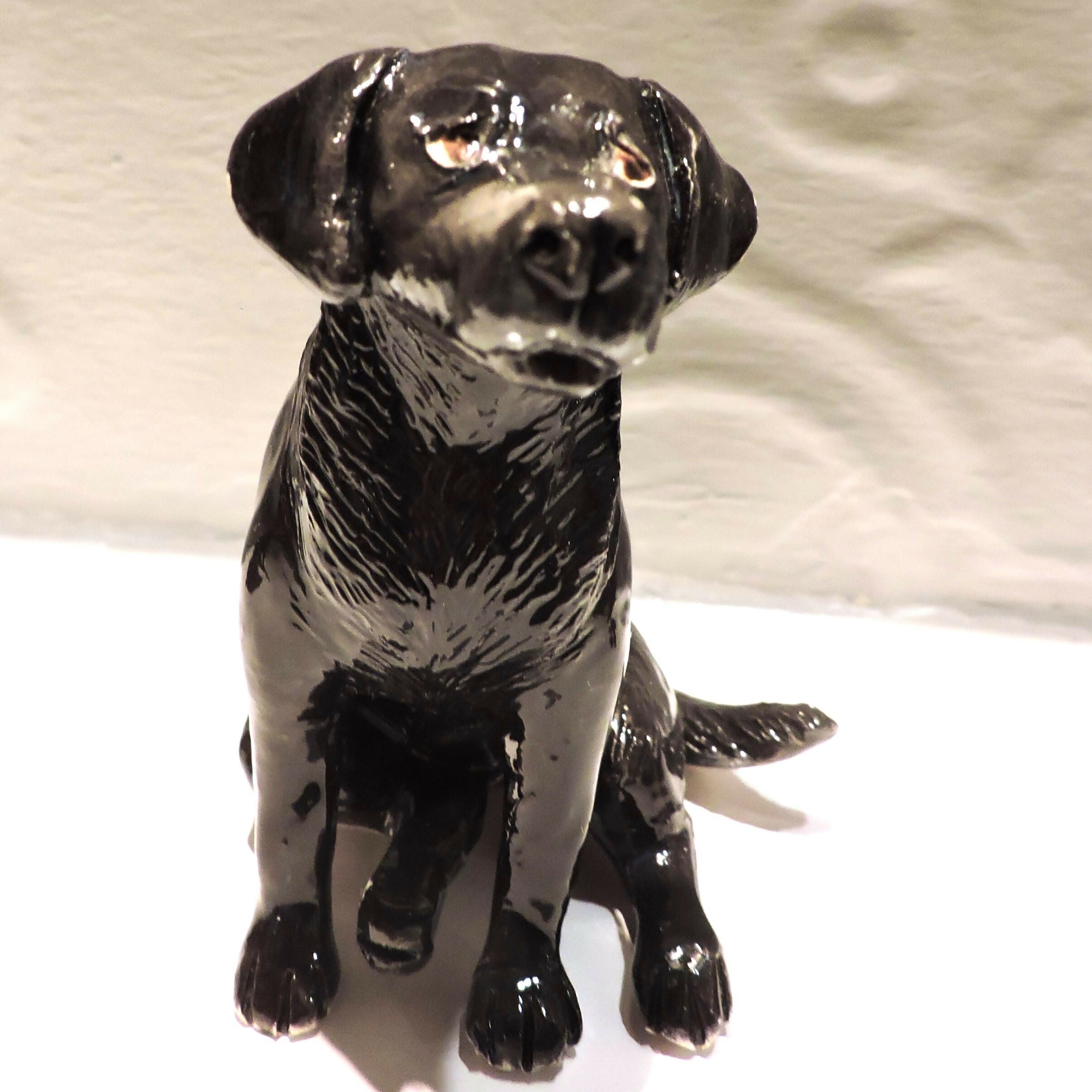 Ceramic Black Labrador dog sculpture