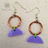 Lilac Acrylic & Hand-Hammered Copper Semi-Circle Earrings