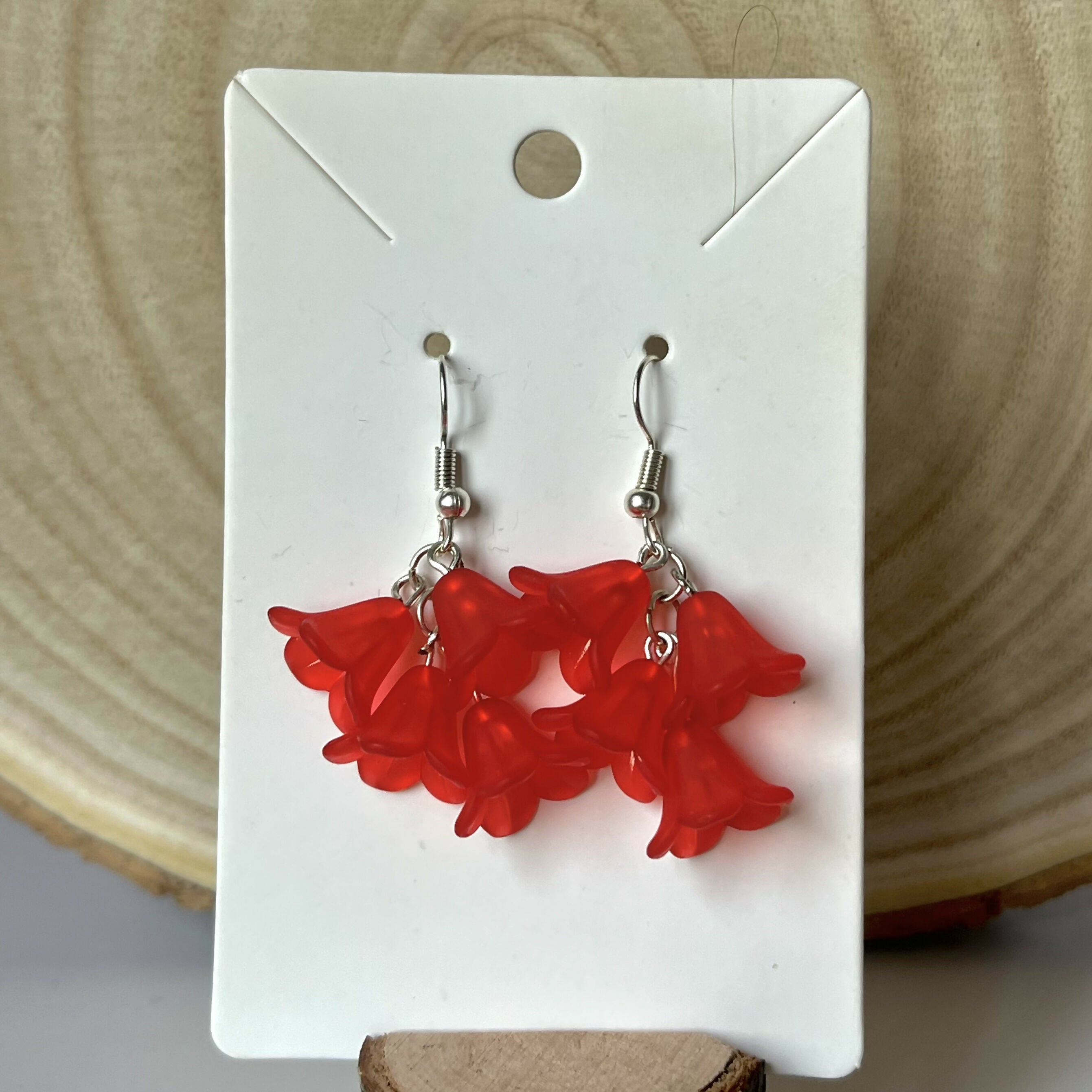 Cascading Red Flower Earrings