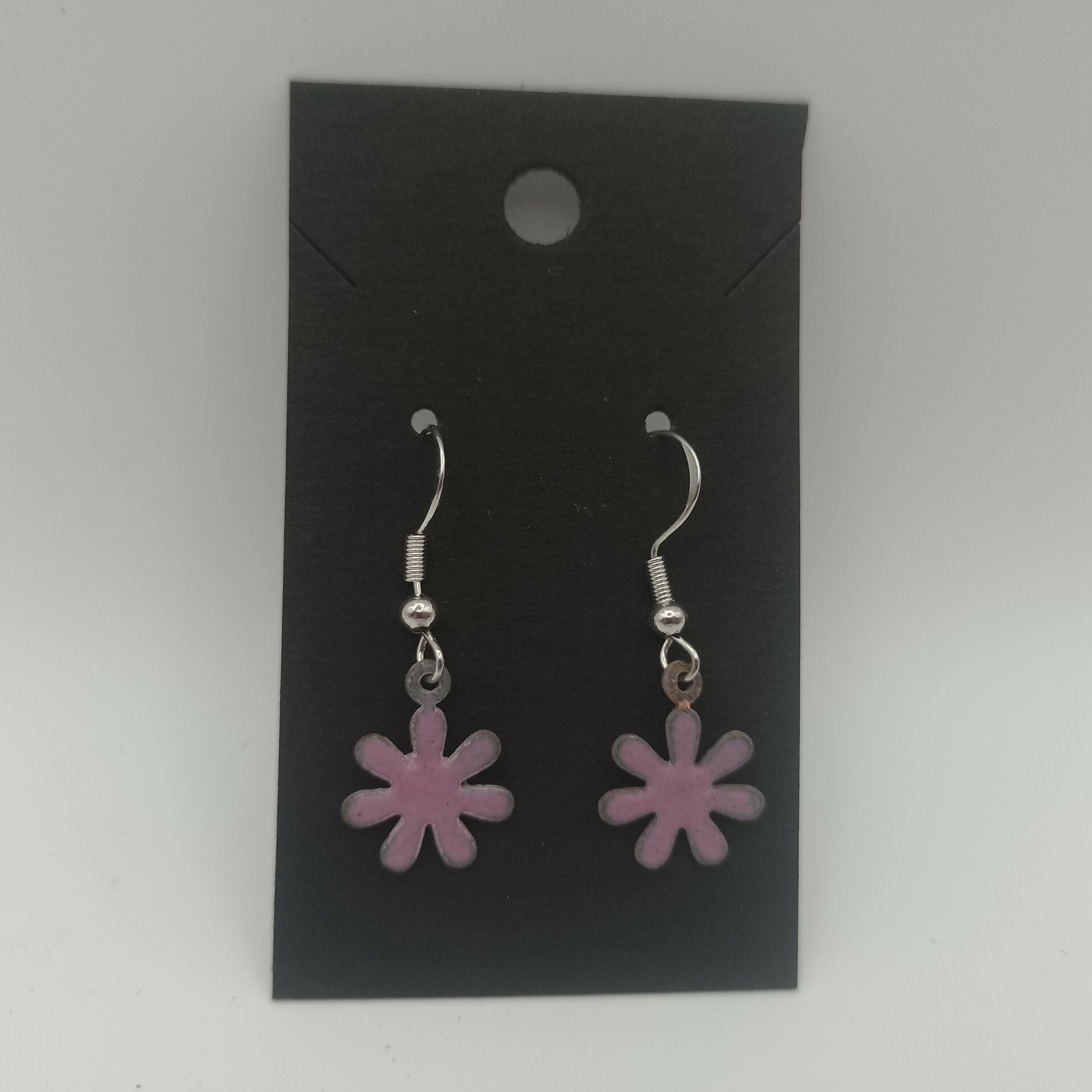 Pink Enamel Flower Earrings