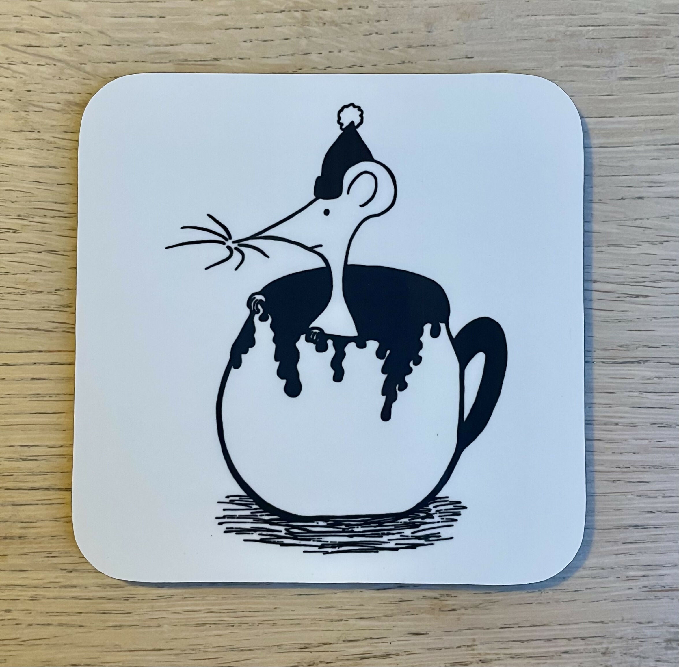 Mouse In Treacle Coaster – Pen And Ink Design