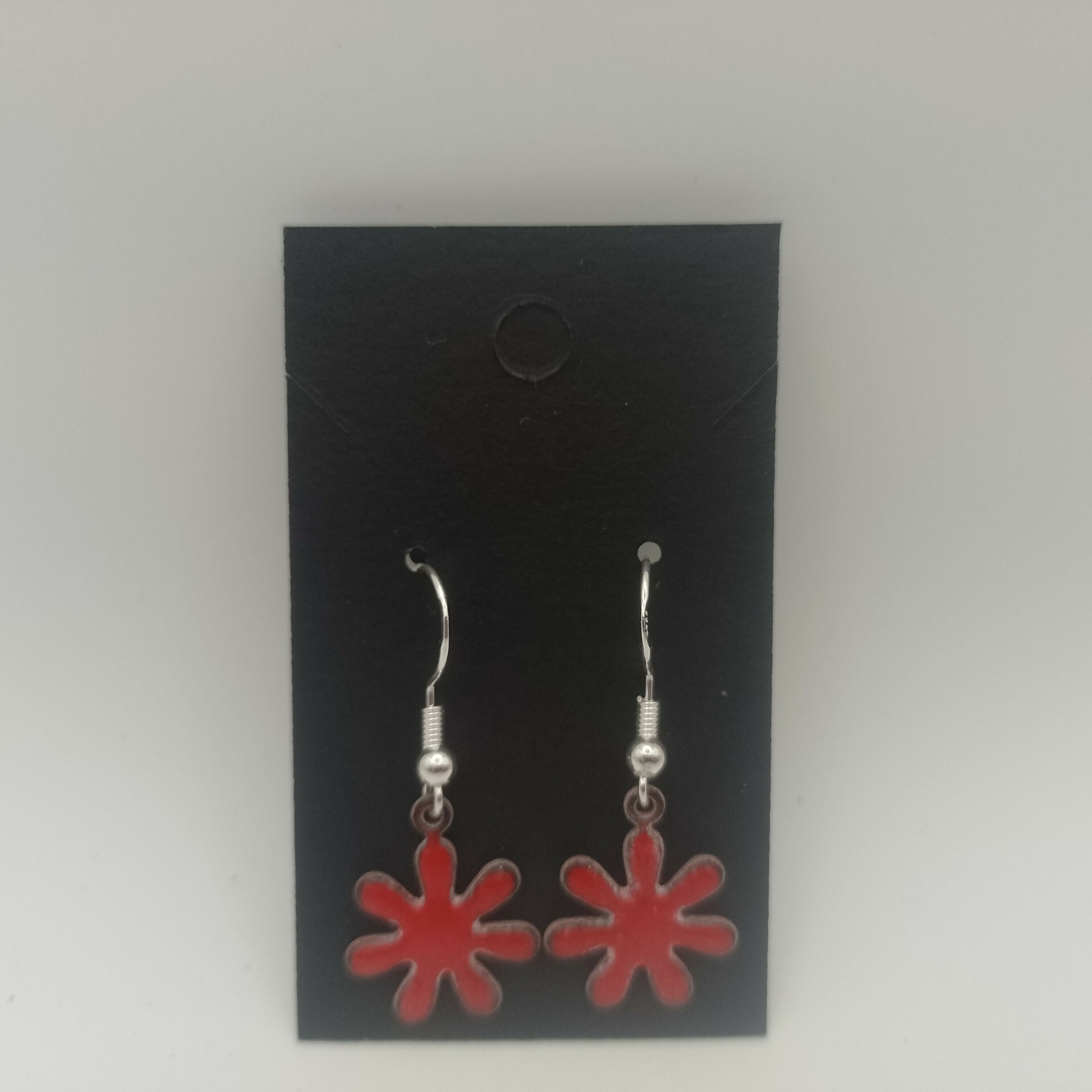 Red Flower Enamel Earrings