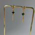 Emerald Green Zirconia Chain Earrrings on Gold Plated Ball Stud