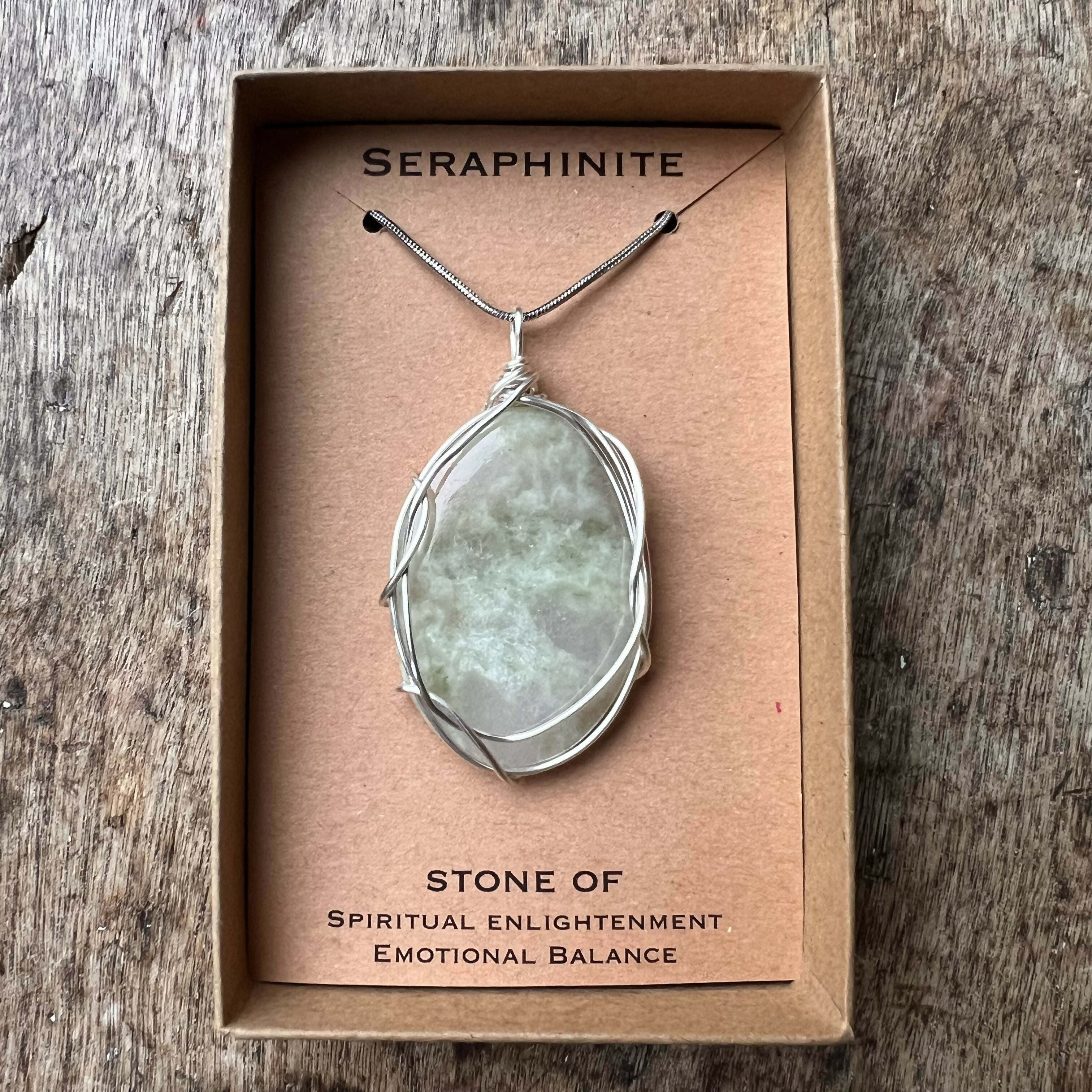 Golden Seraphinite Wire Wrapped Pendant