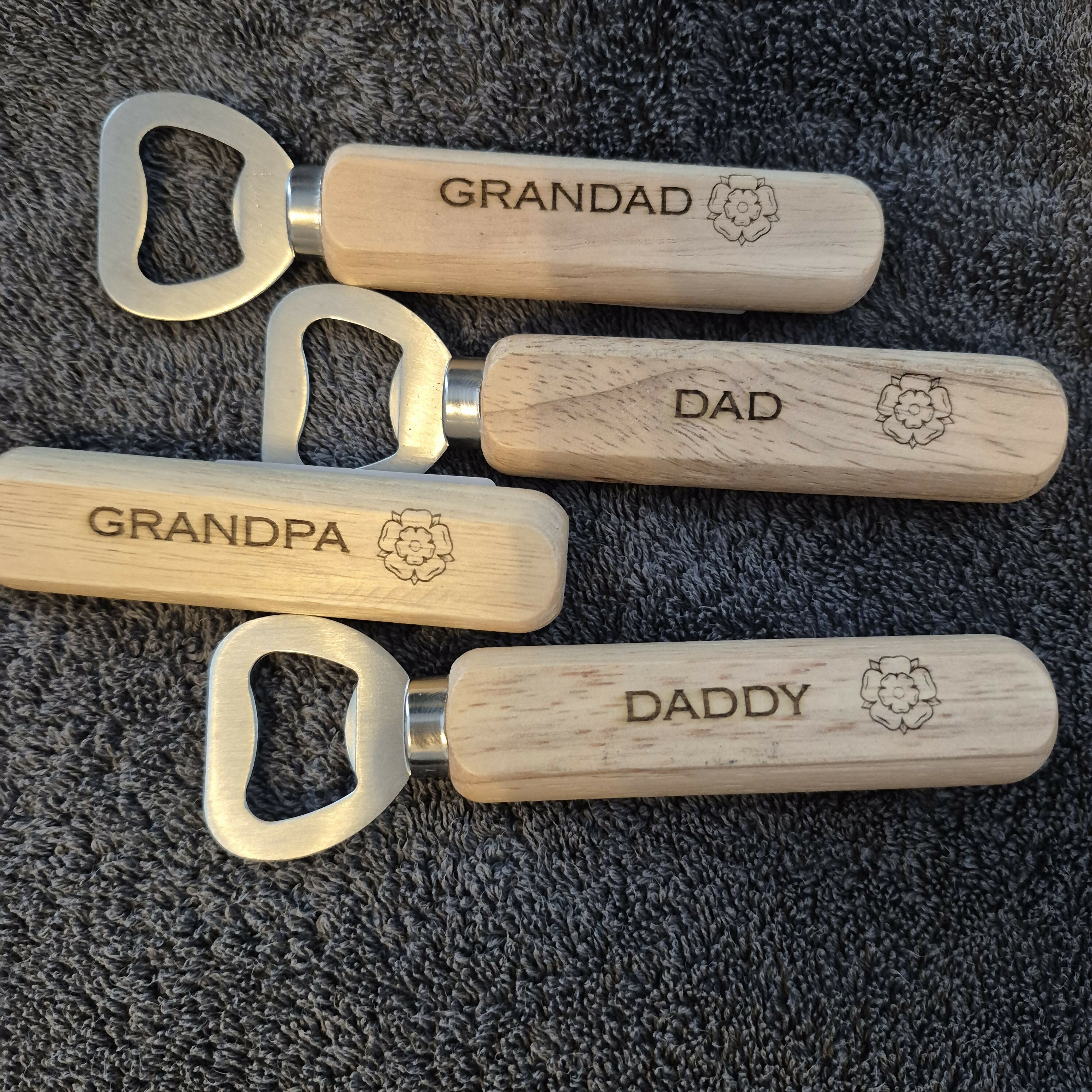Engraved Wooden Bottle Opener – Rustic Bar Tool Yorkshire