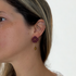 Burgundy Flower Drop Earrings with Gold Chain and Crystal Bead