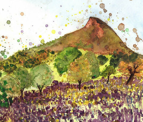 'Roseberry Topping' Watercolour Painting Print A5 Mounted
