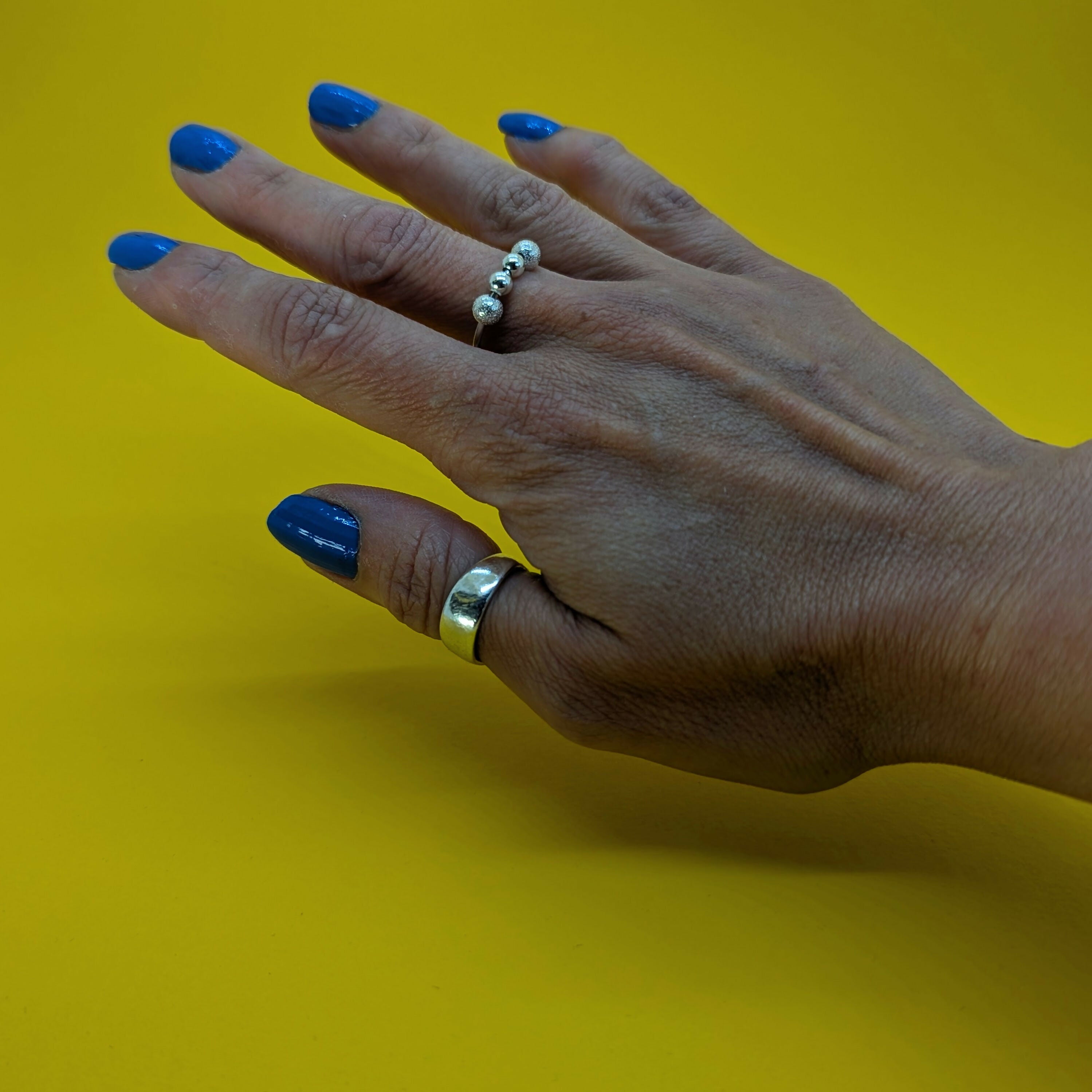 ‘Sparkle’ Sterling Silver Sparkle Bead Fidget Ring